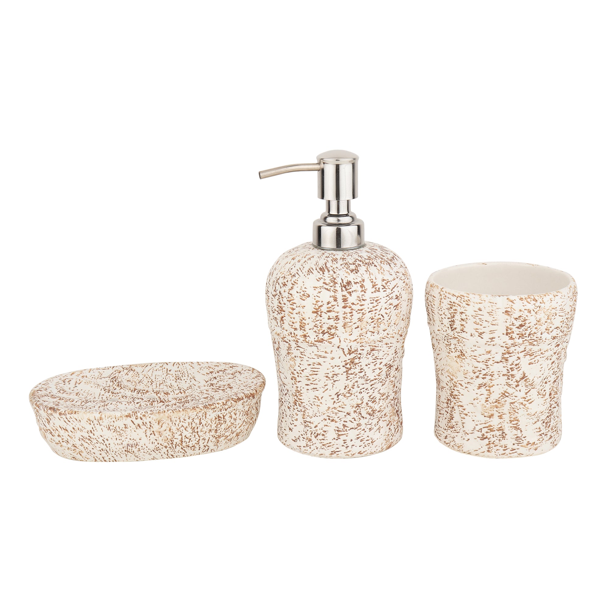 Pebble Patina Ceramic Bath set with brown finish