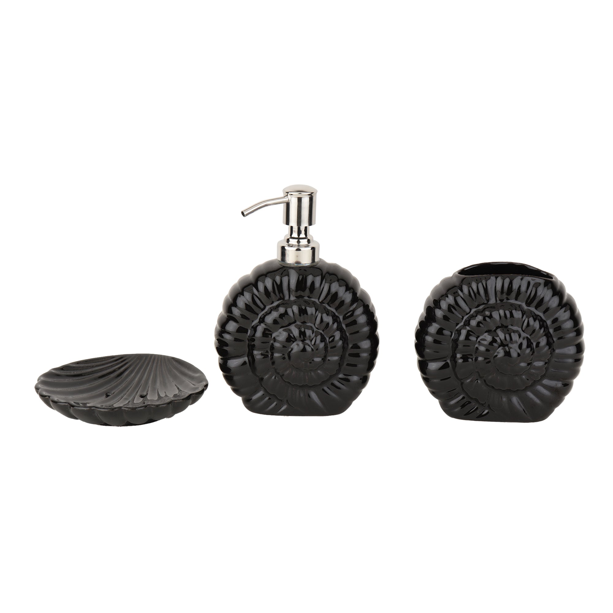 Shell Serenity Ceramic Bath Set in Black