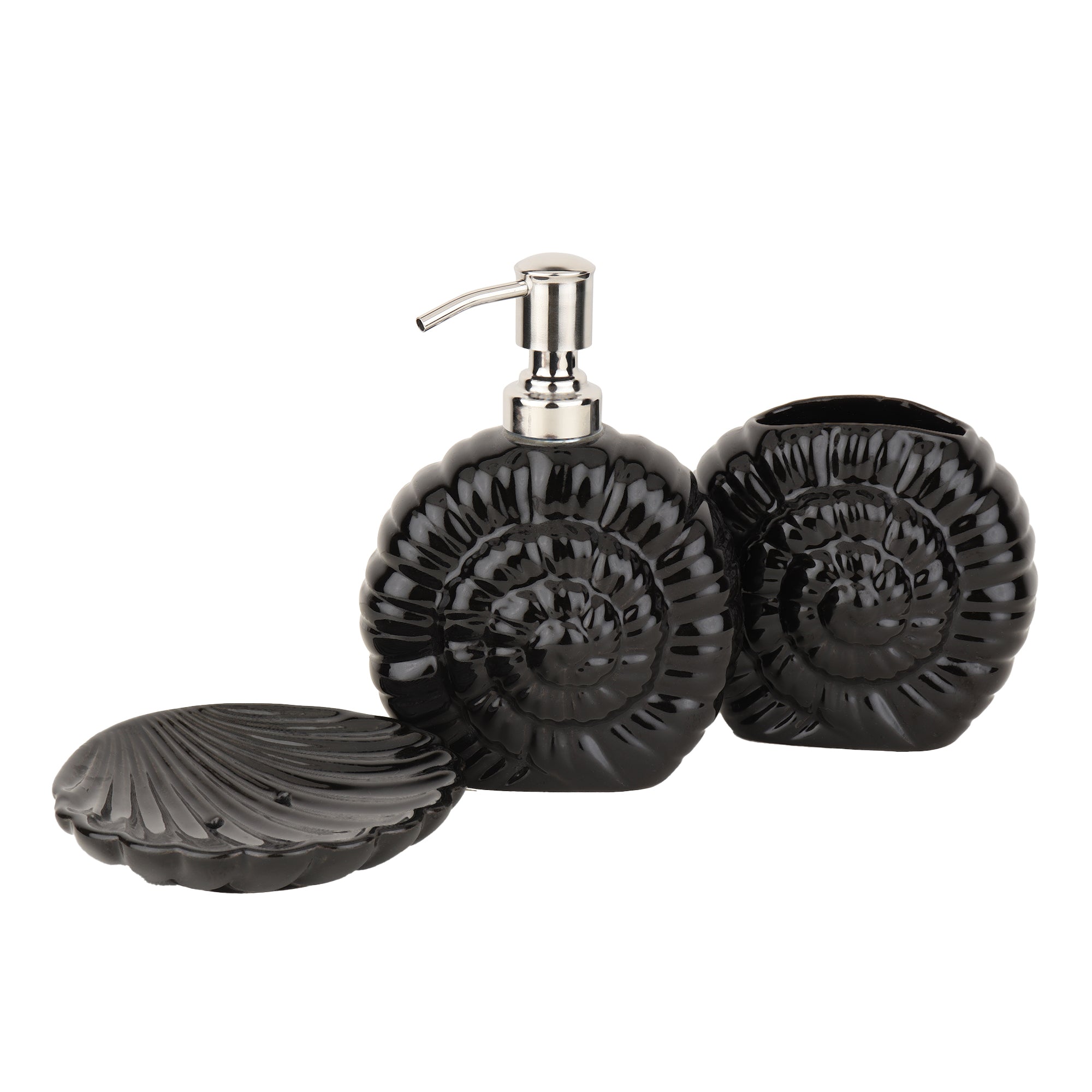 Shell Serenity Ceramic Bath Set in Black