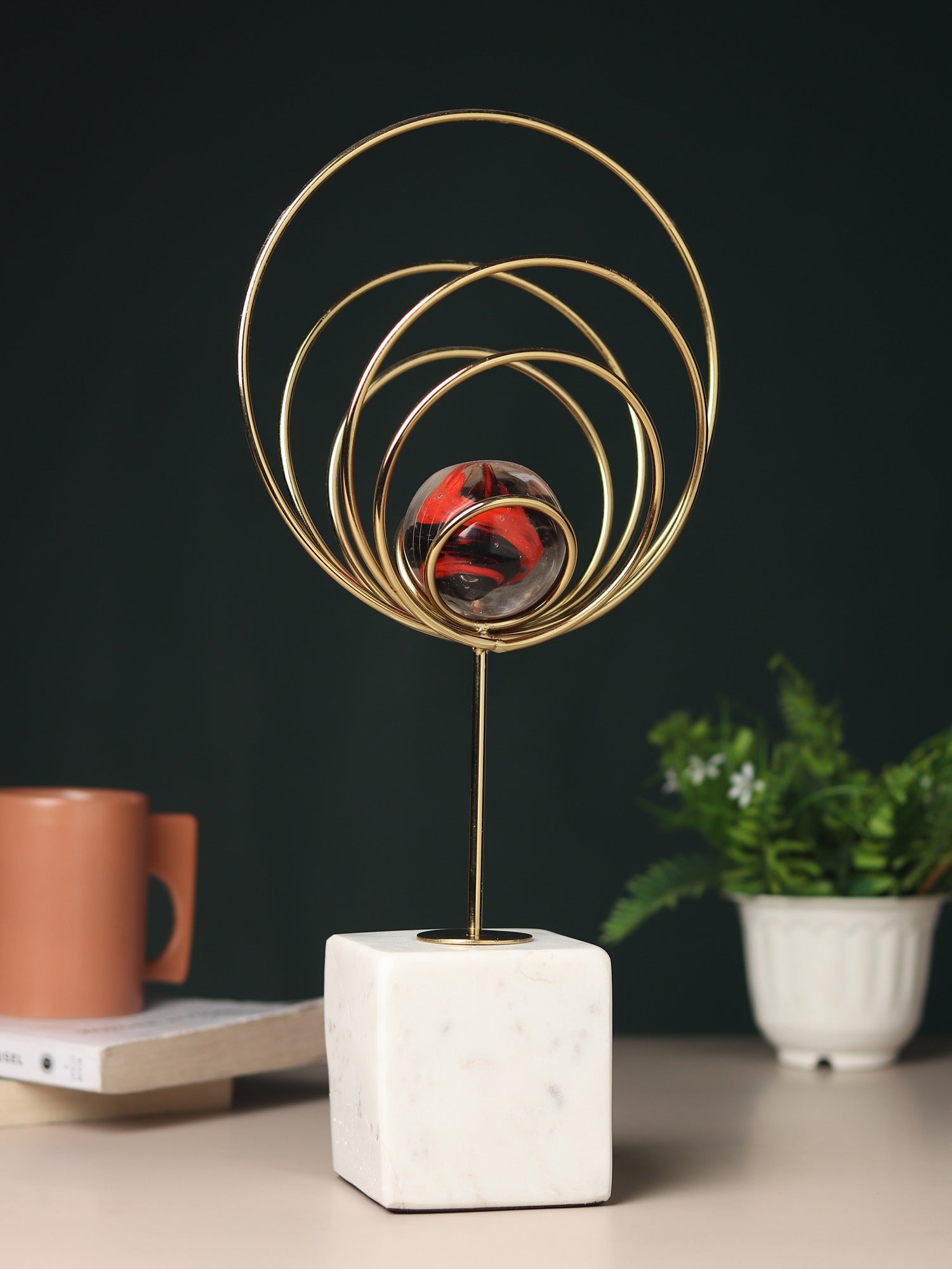 Aurora Rings Crystal Ball Sculpture