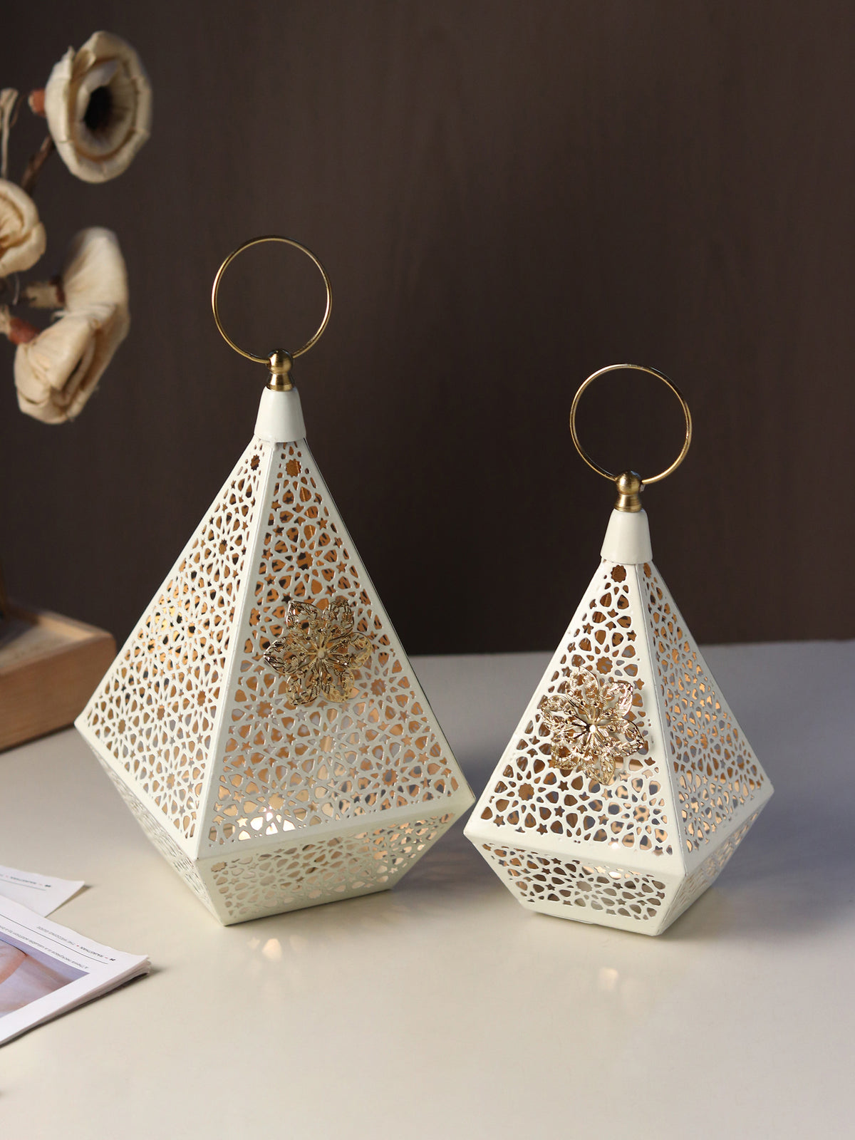 Amira White Lanterns Set of 2