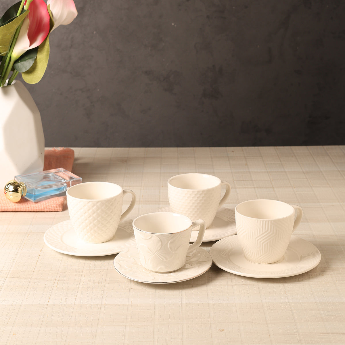 Chevron Cup & Saucer Set of 6