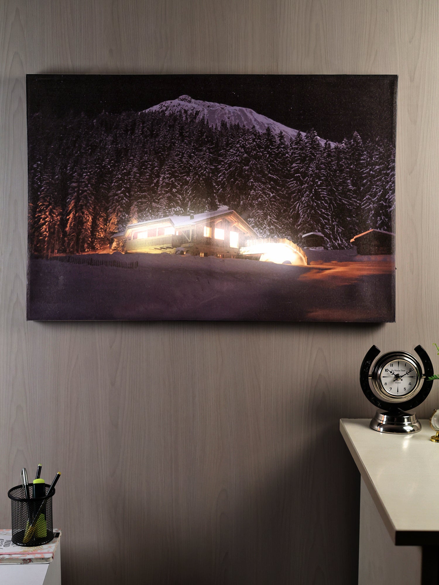 Golden Retreat  – Illuminated Cabin Wall Art