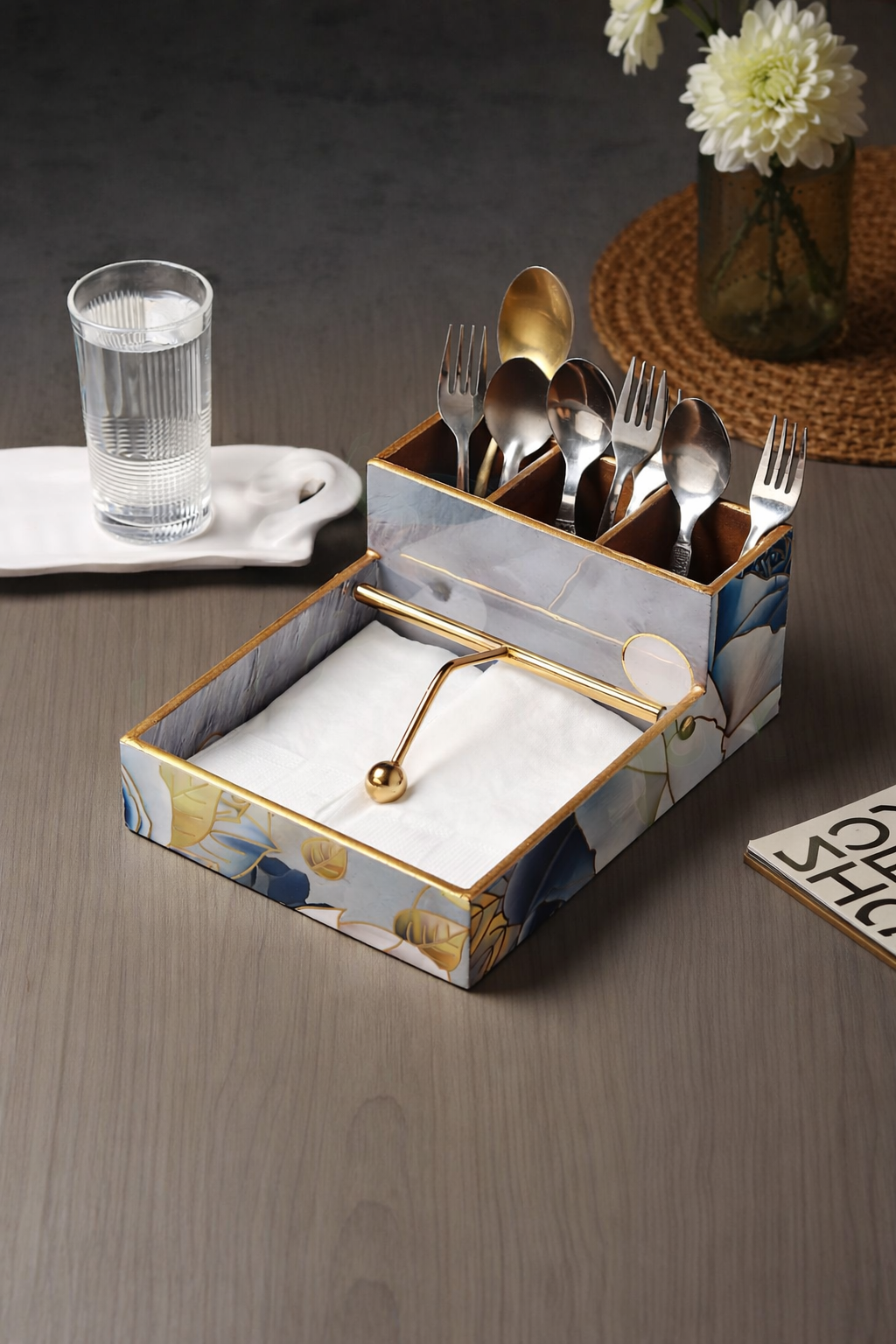 Napkin and cutlery holder, napkin with cutlery holder, wood napkin and cutlery holder, Kitchen articles, Kitchen Accessories Organizer