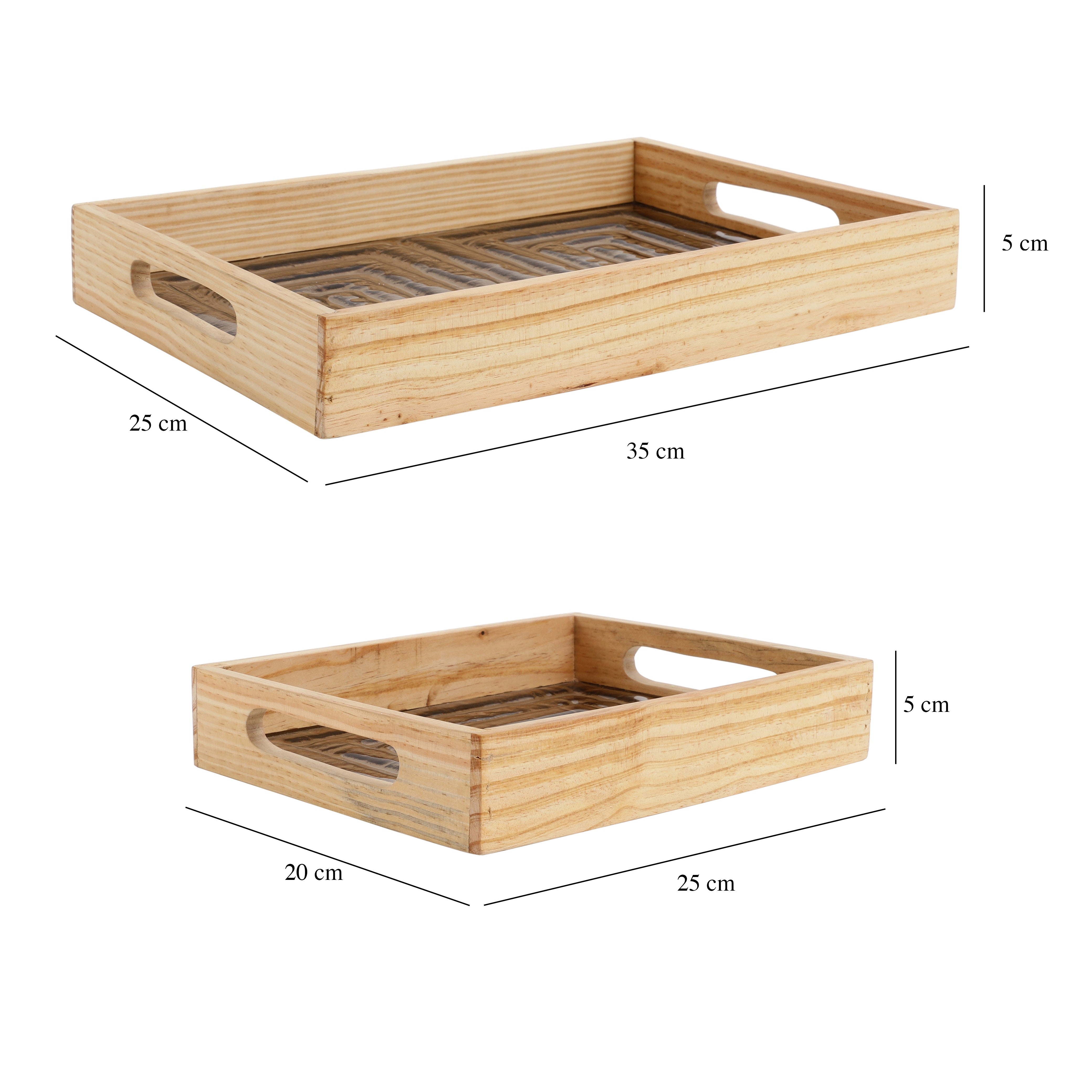 Hugo Brown Glass Tray Set of 2