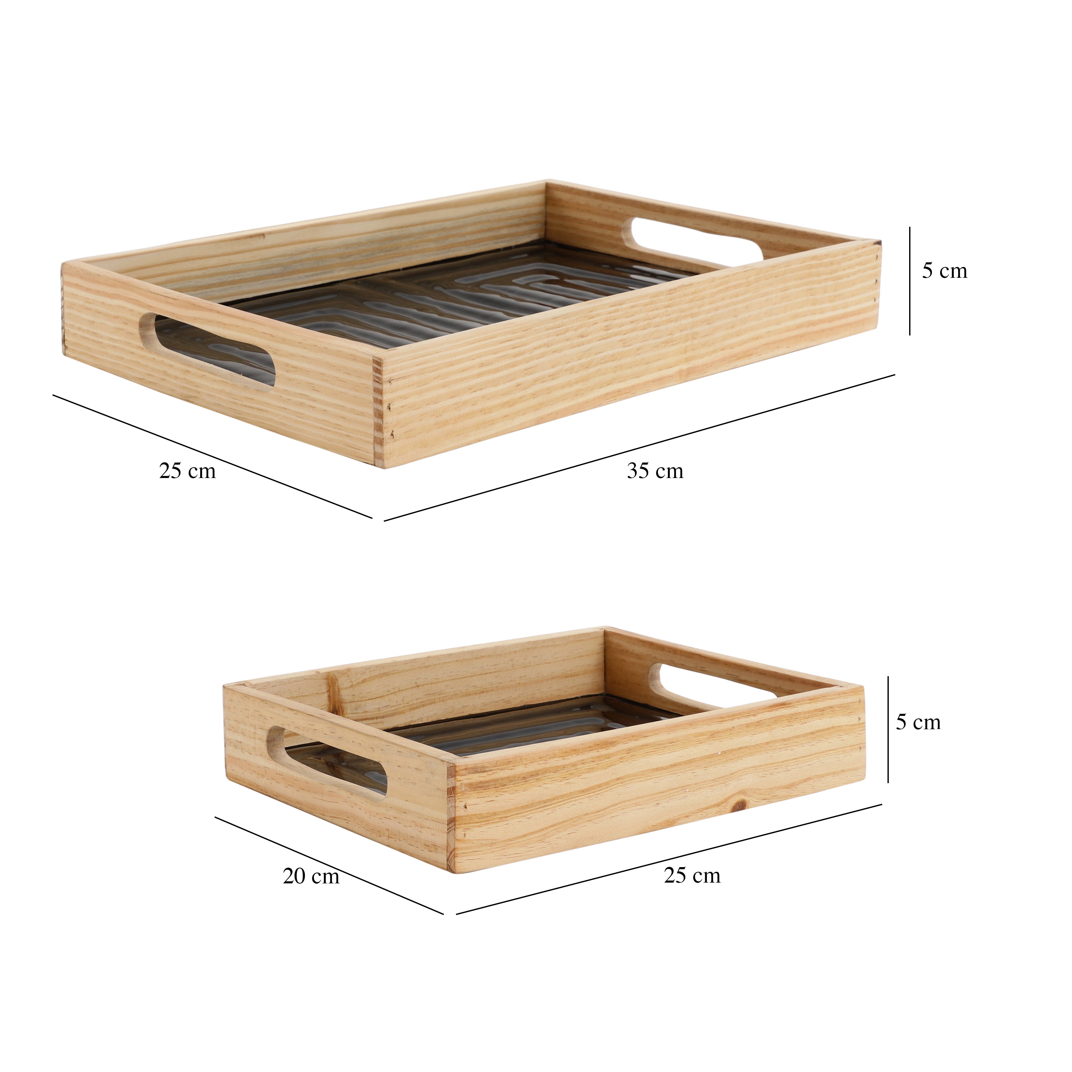 Hugo Glass Tray Set of 2