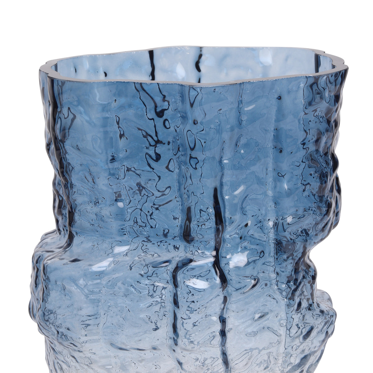 Frostline Crystal Vase Blue Wide