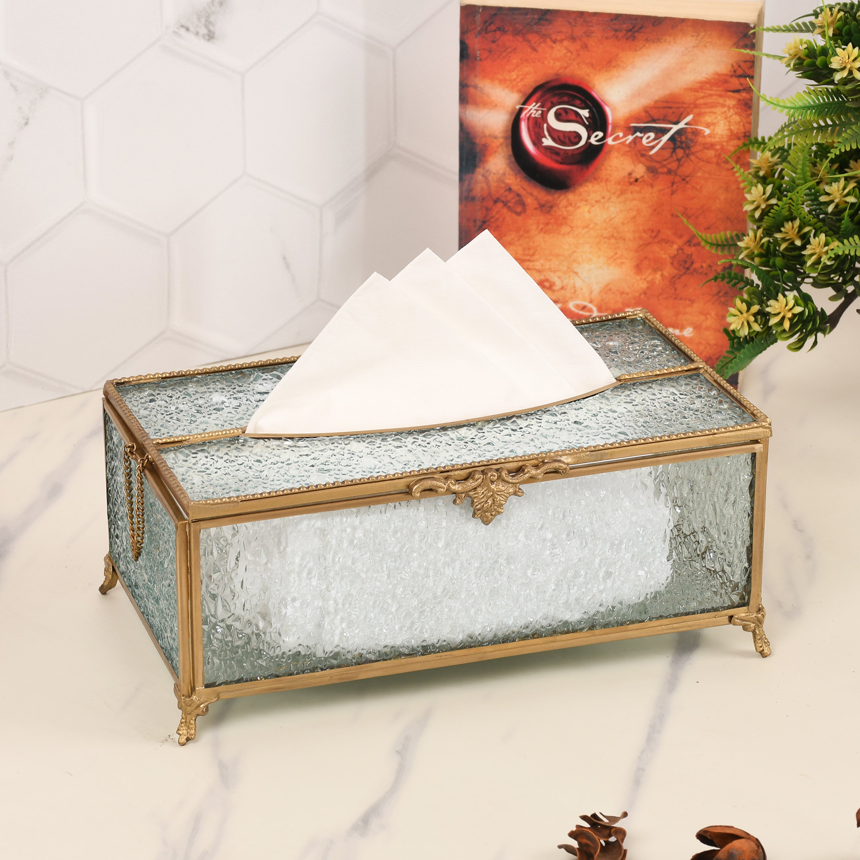 Diamond Cut Crystal Tissue Box