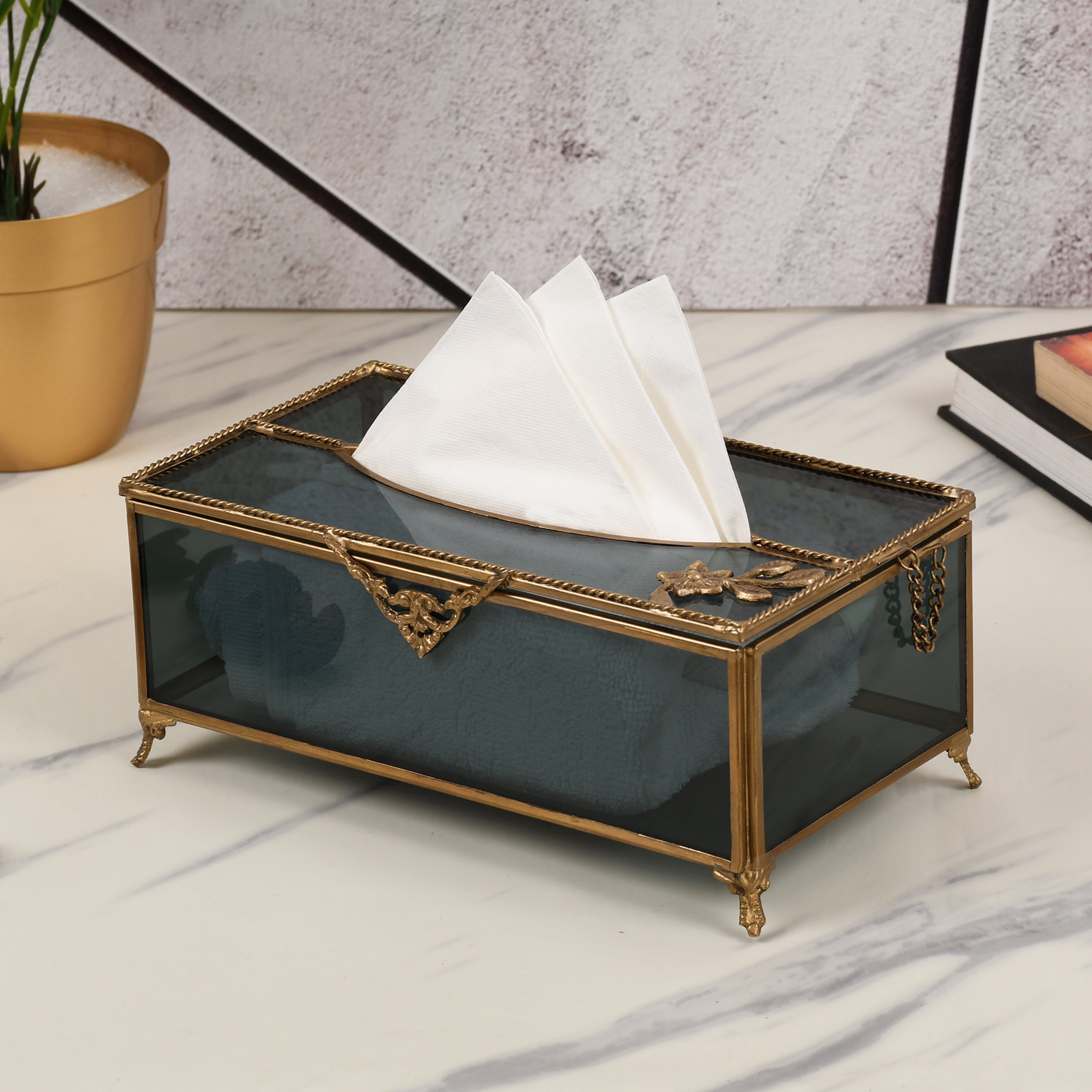 Diamond Cut Crystal Tissue Box