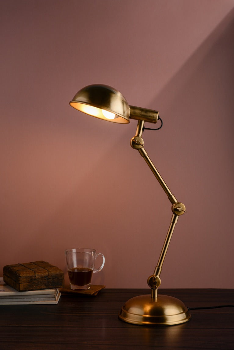 Fergal Poulsen Triple Adjustable lamp In Gold Antique Brass finish