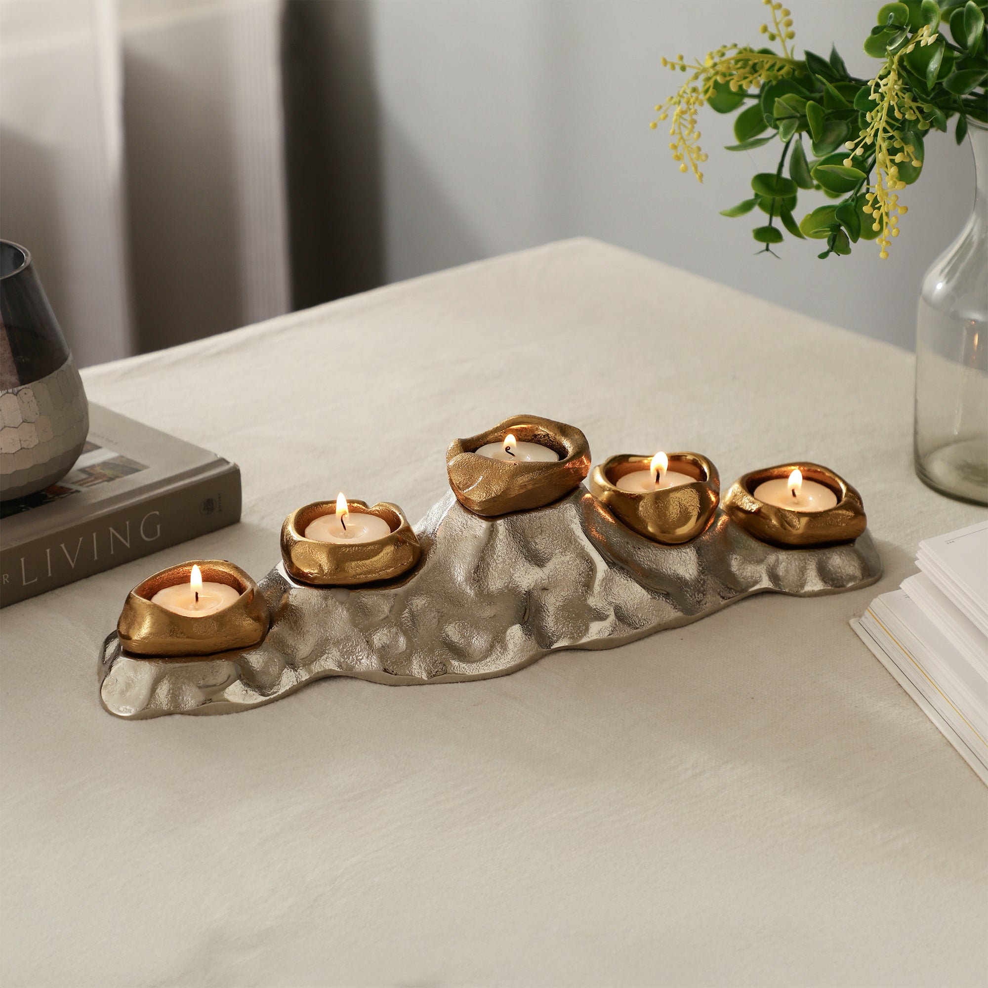 Decorative T-light Holder, Decorative Tabletop T-Light Holder, Metal T-Light holder 