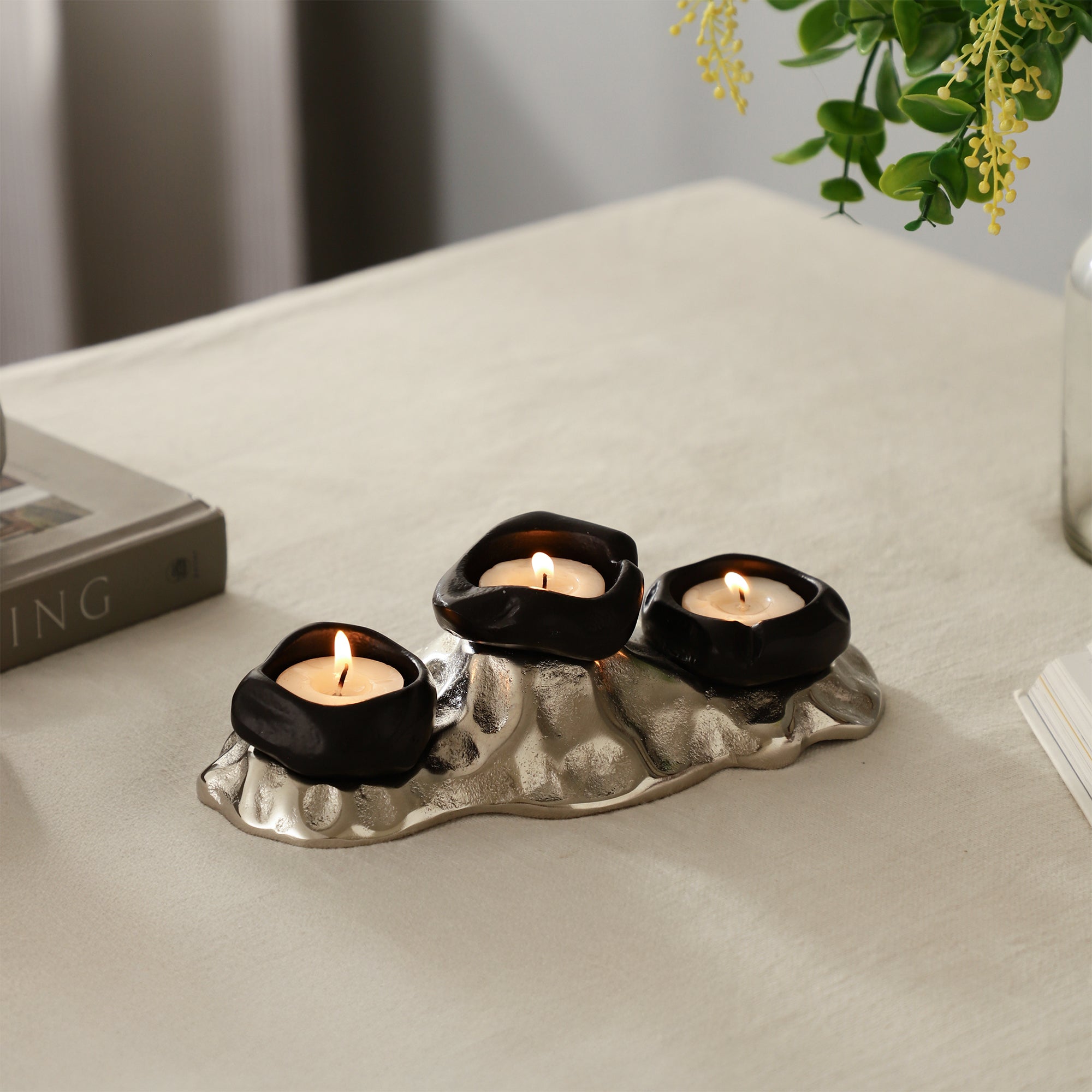 Decorative T-light Holder, Decorative Tabletop T-Light Holder, Metal T-Light holder 
