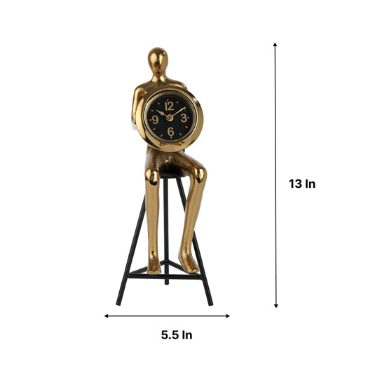 Sitting Man Clock Gold