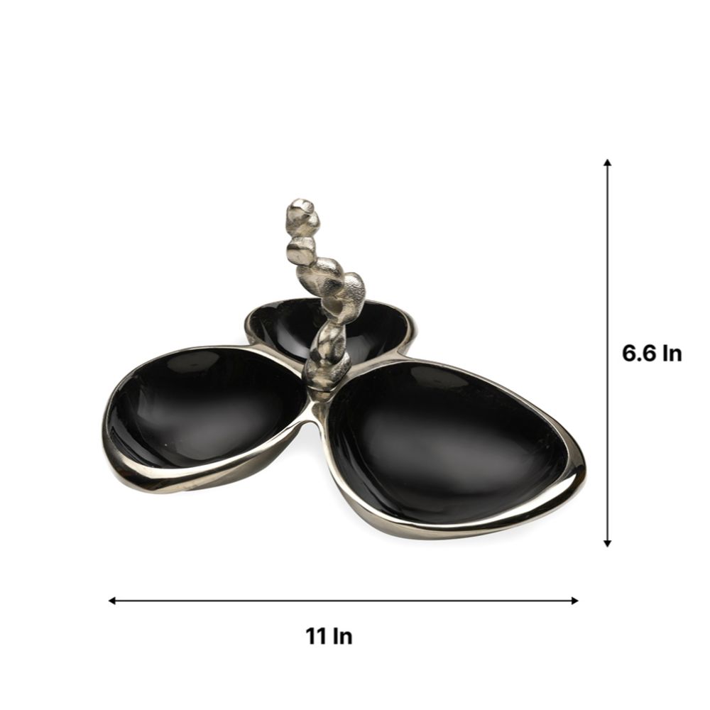 Stones Servingware Jet Black enamle - Triple Bowl Platter