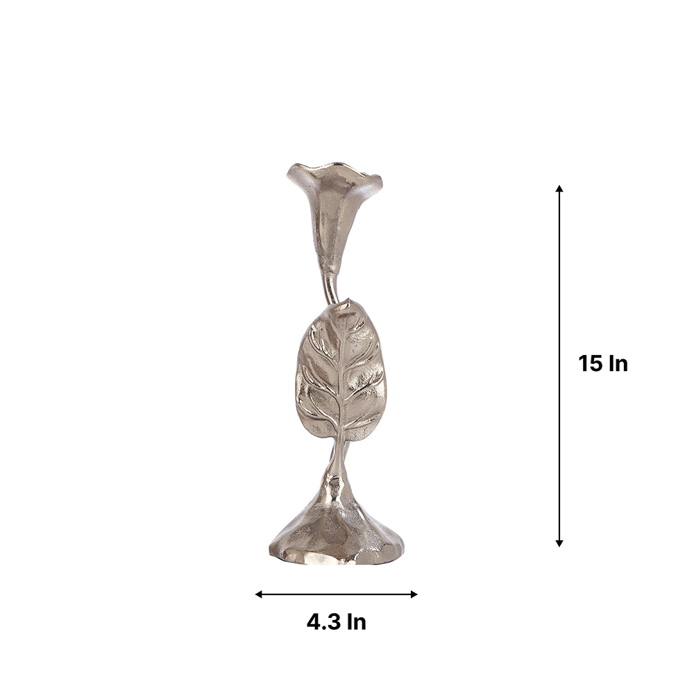 Jules Leaf Candle Holder Medium Silver