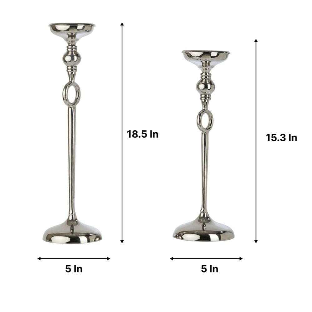 Ajna set of 3 Silver Candle Pillar Holder