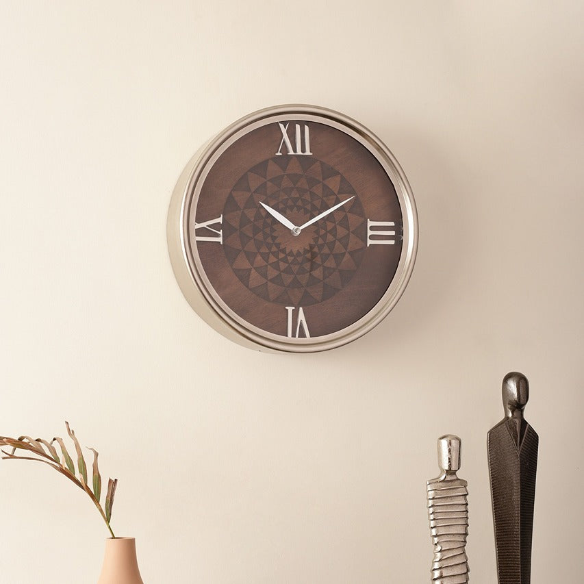 luxe woodcraft Silver Wall Clock