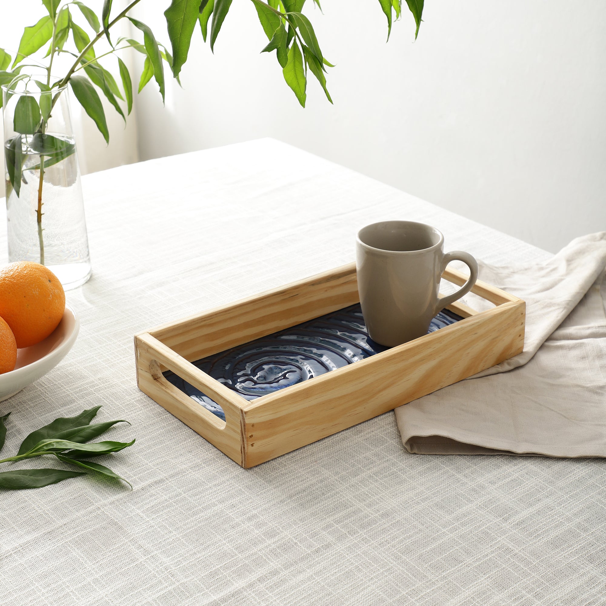 Duran Blue Spiral Glass Tray - small size