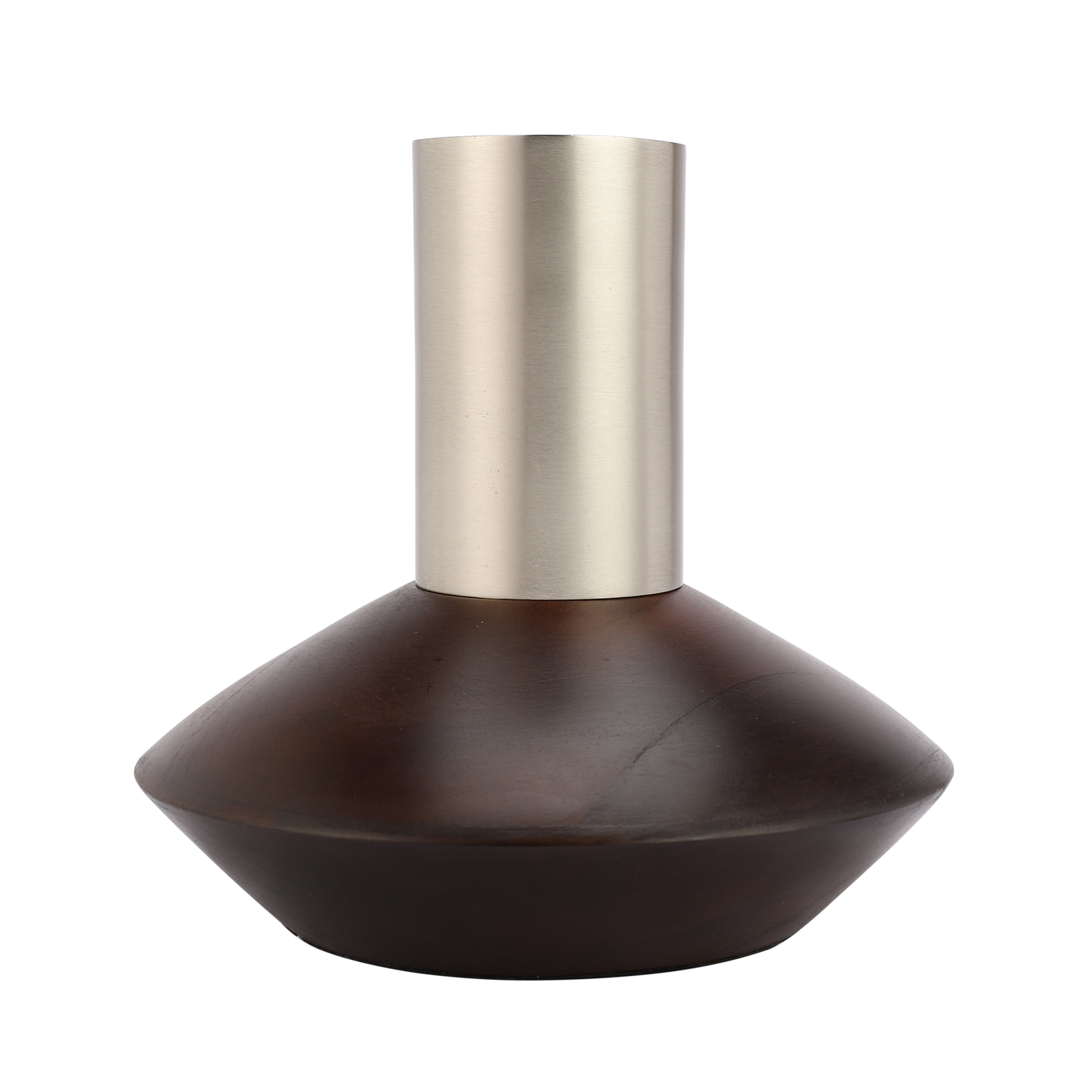 Short Deidra Vase Matt Silver & Black wood