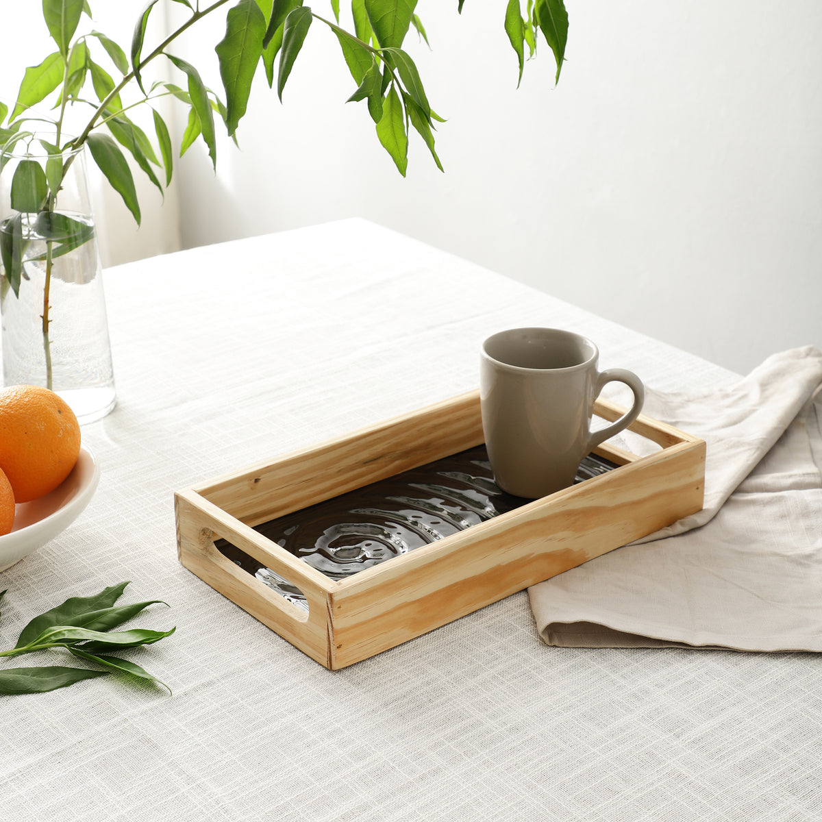 Duran Spiral Glass Tray Brown