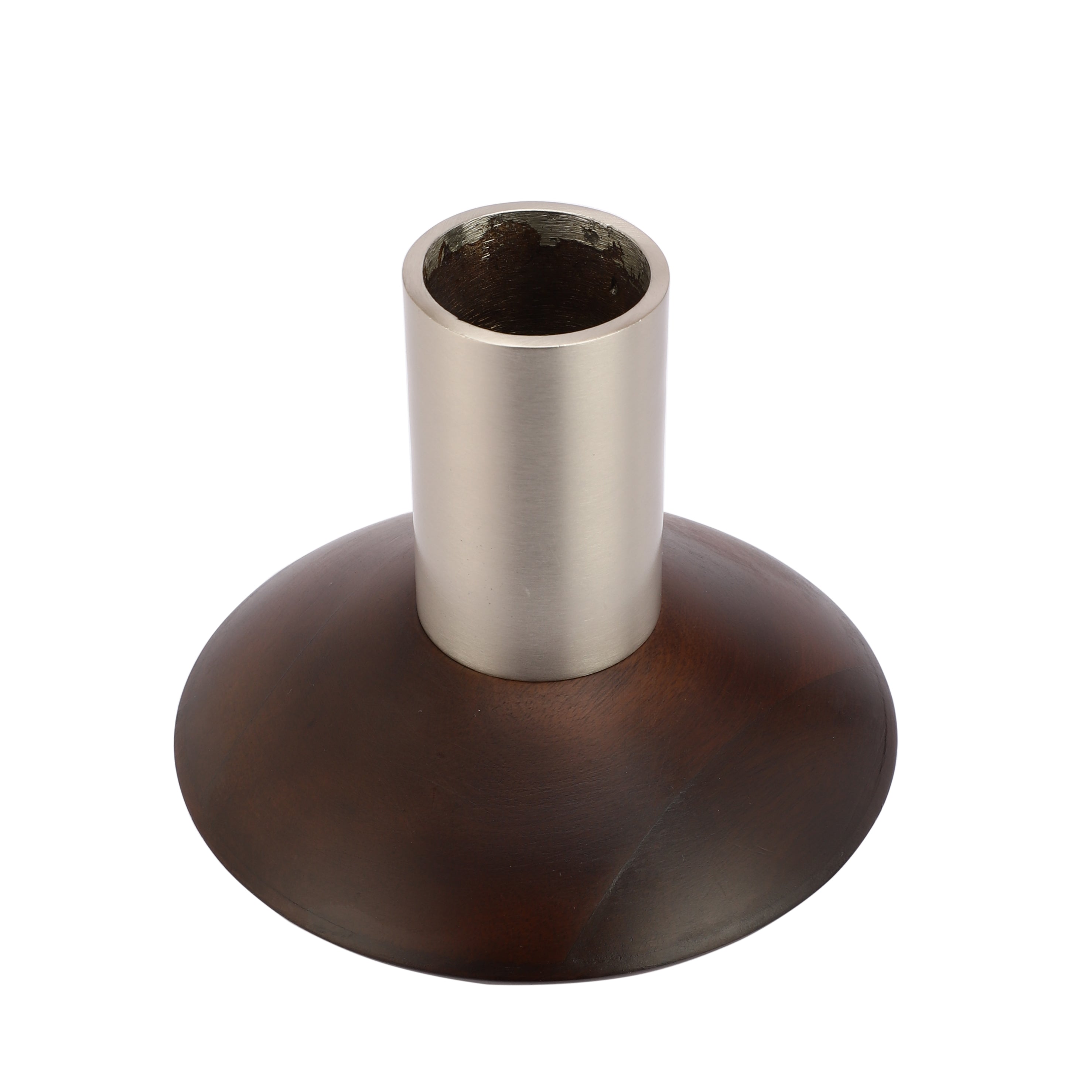 Short Deidra Vase Matt Silver & Black wood