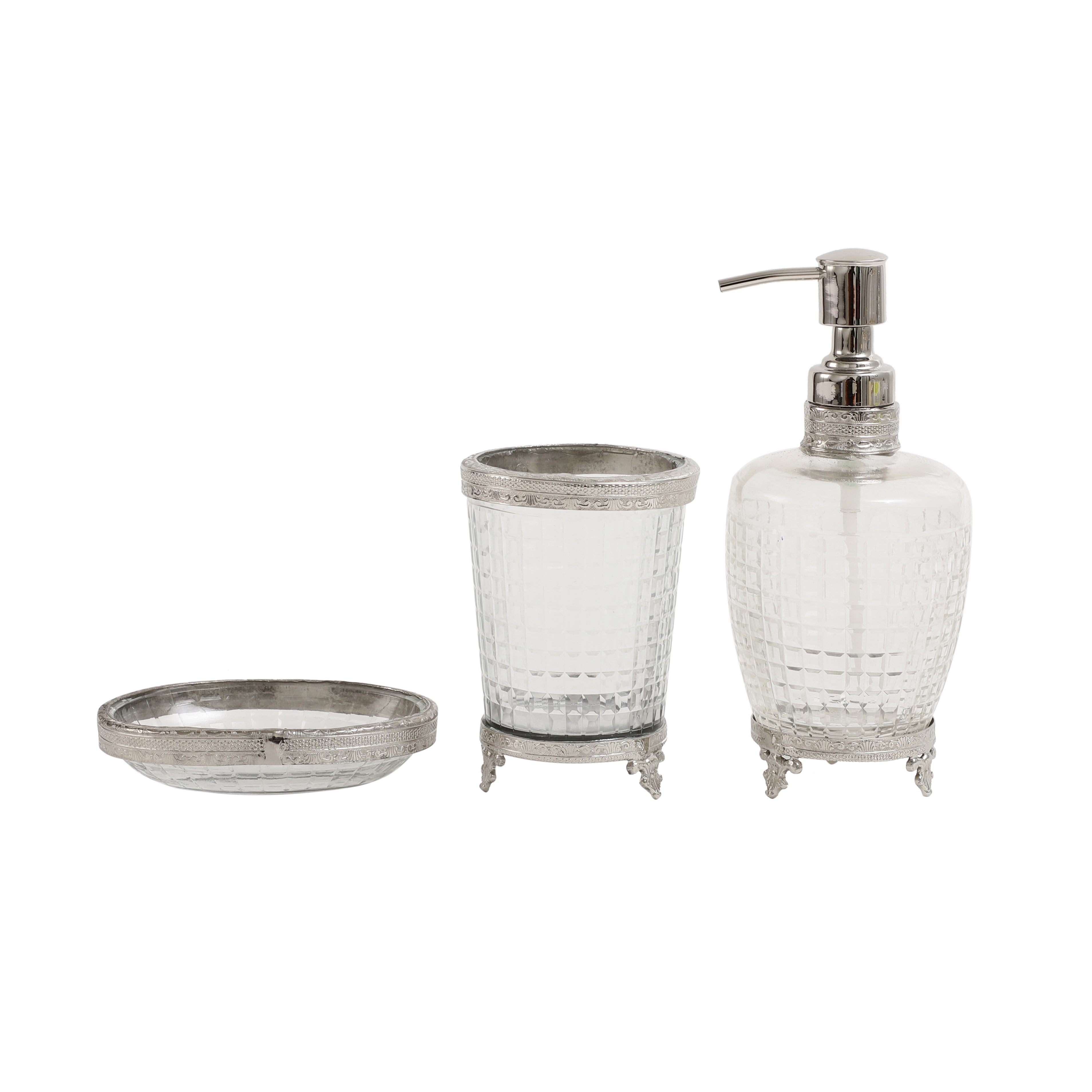 Alteza crystal Cut bathroom set in Silver