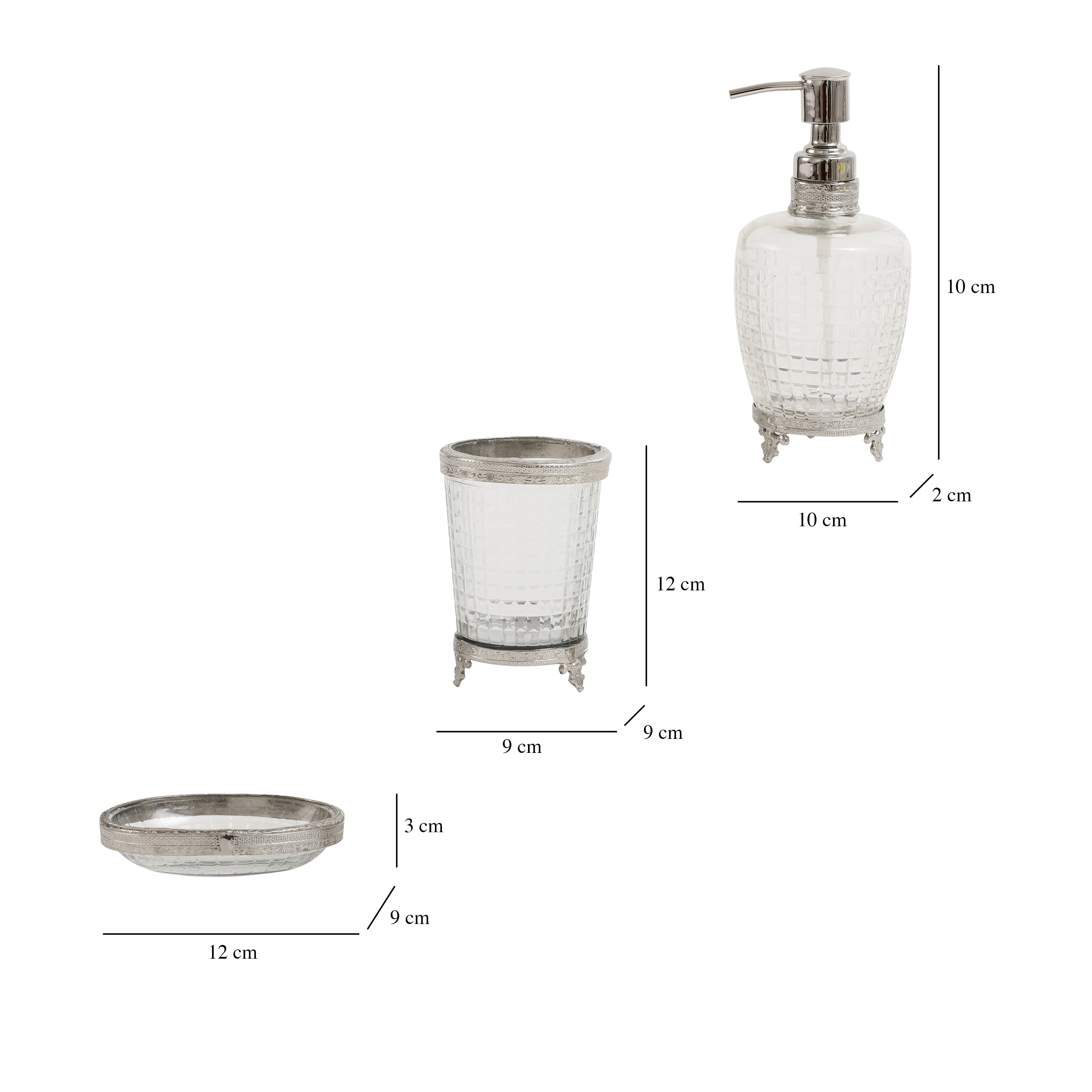 Alteza crystal Cut bathroom set in Silver