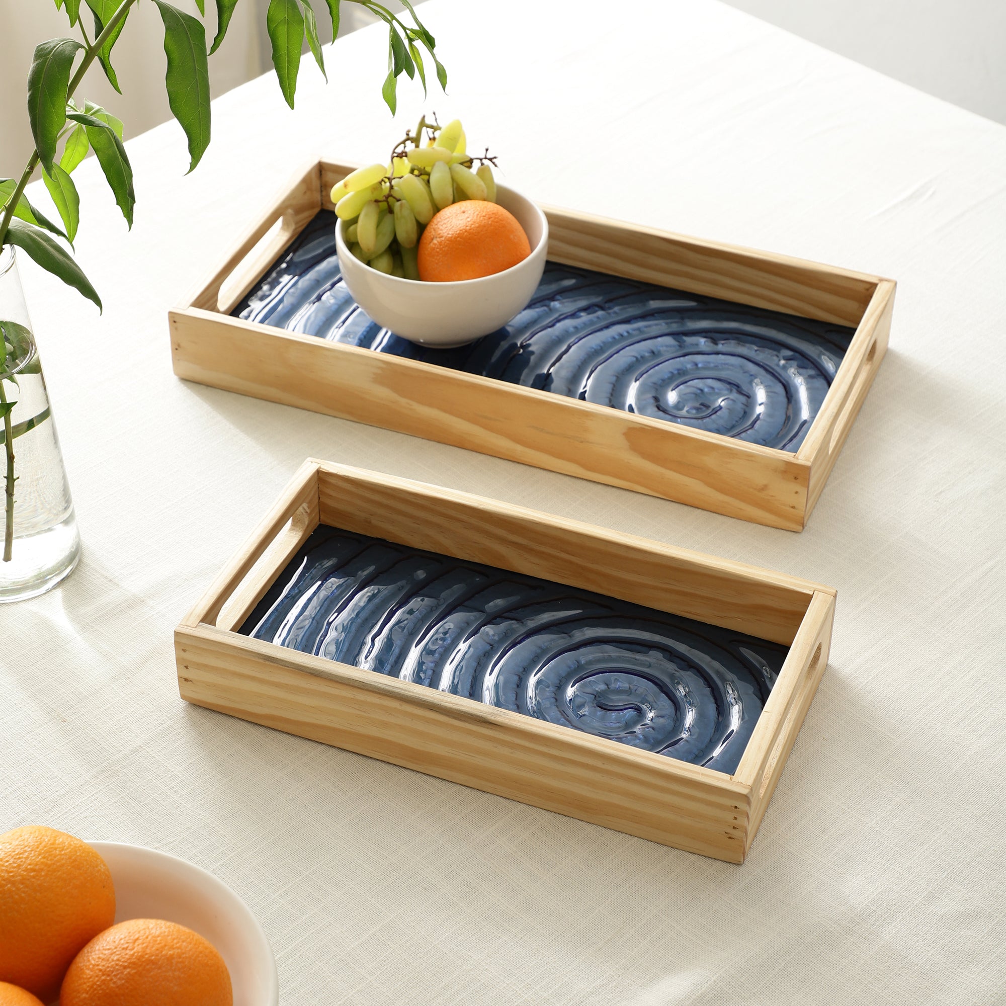 Duran Spiral Glass Tray Set