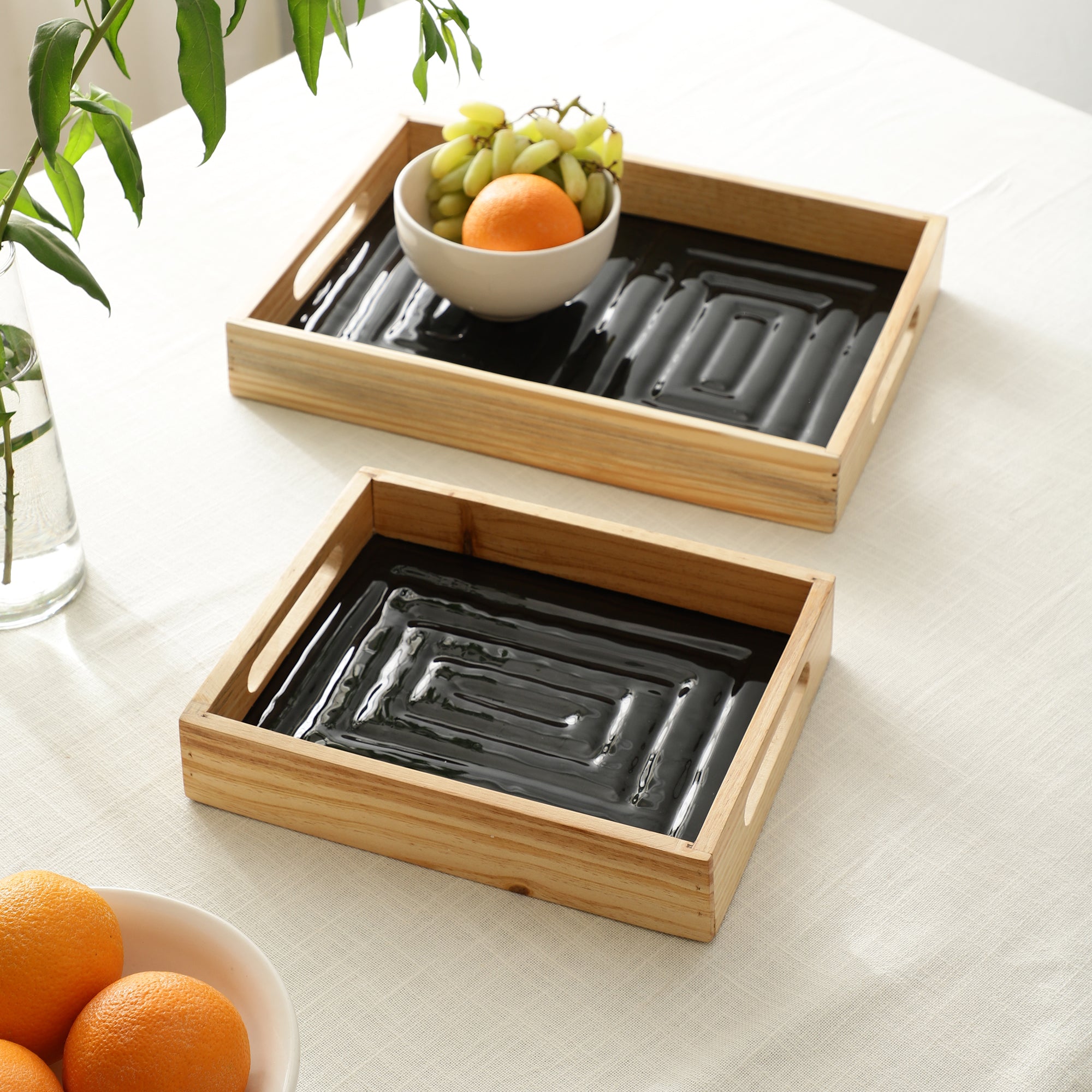Hugo Glass Tray Set of 2