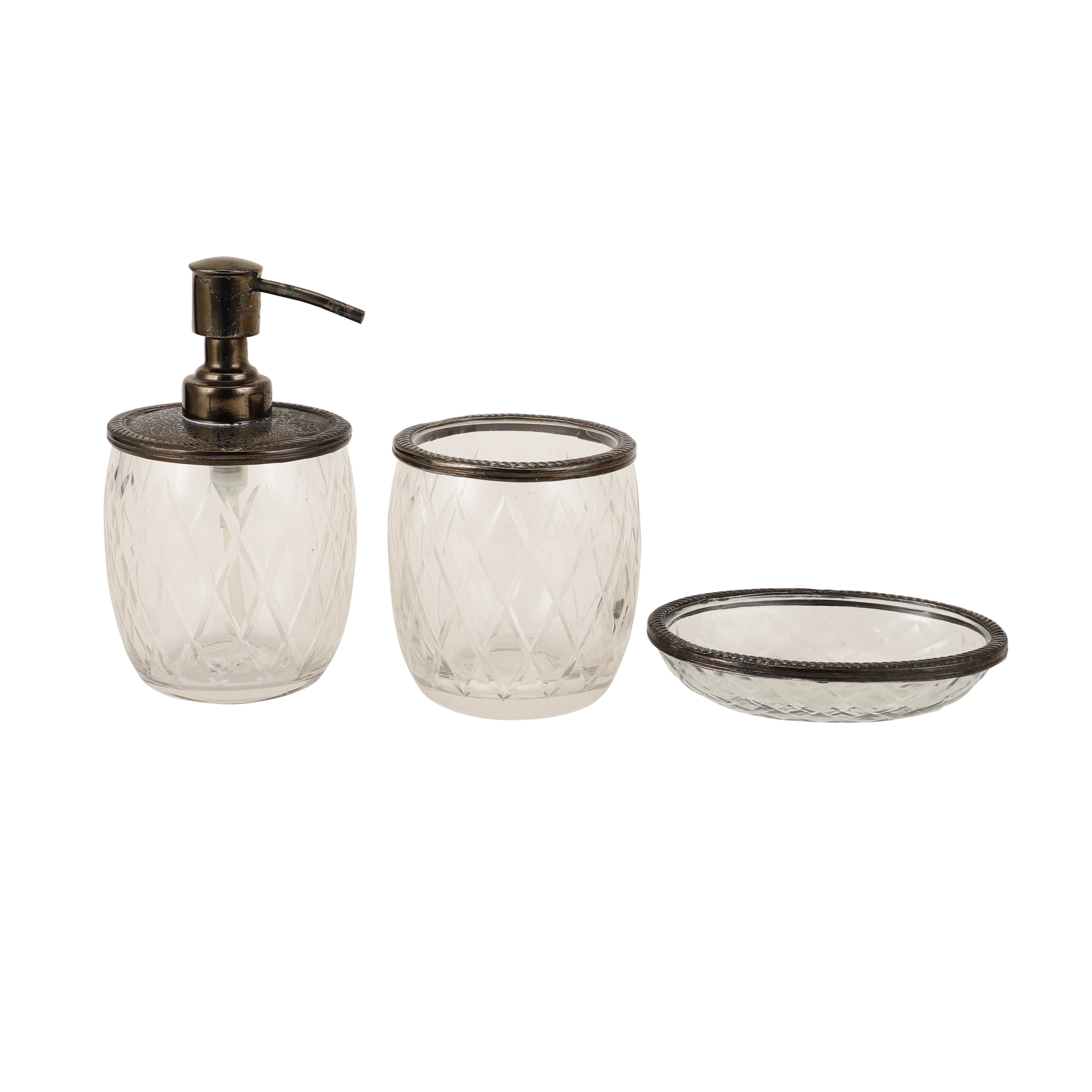 Olivia Daimond Crystal Cut bathroom set in Black