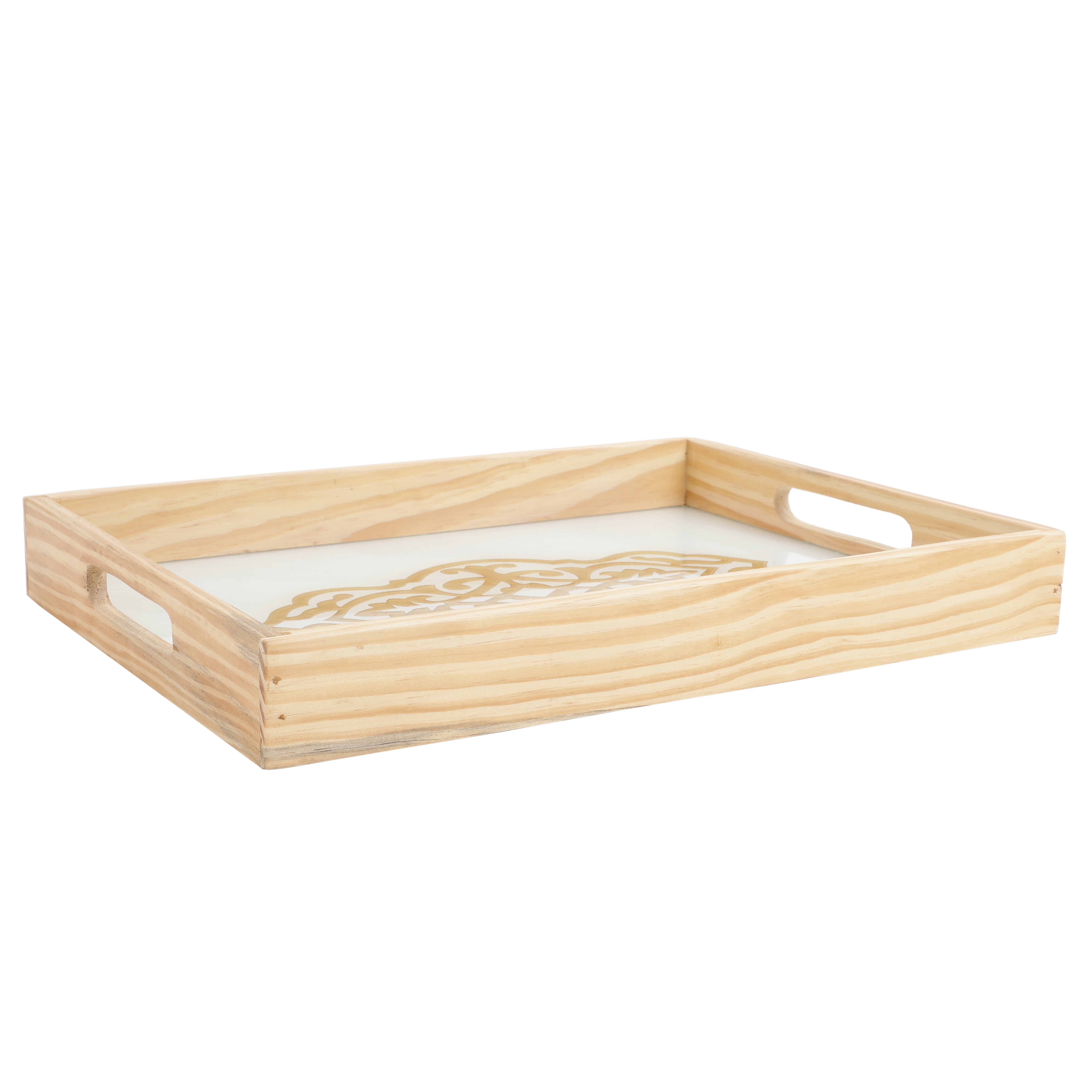 Zamora Embossed Glass Tray - large size (White)