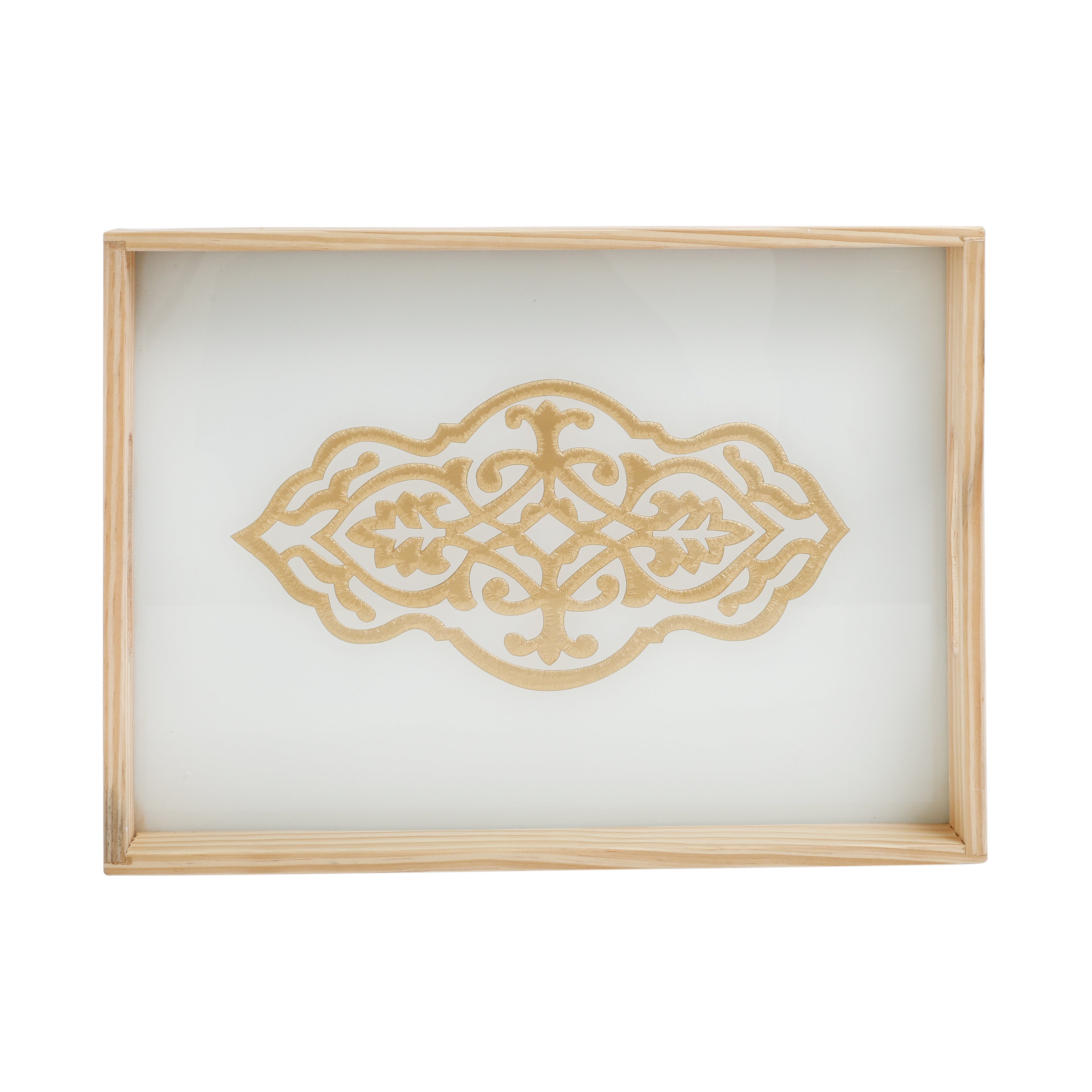 Zamora Embossed Glass Tray - large size (White)