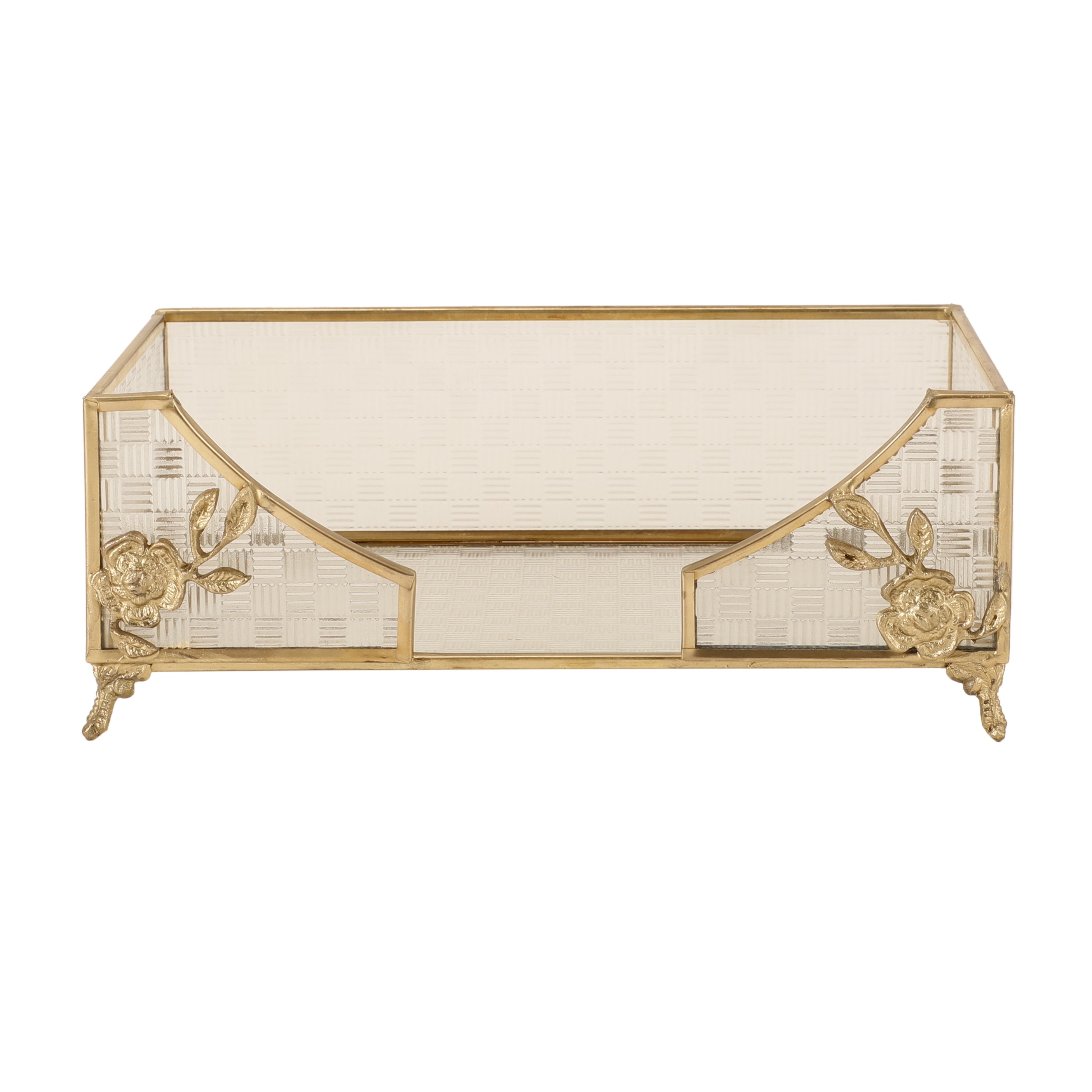 Citri Open Napkin Box & Storage Tray in gold