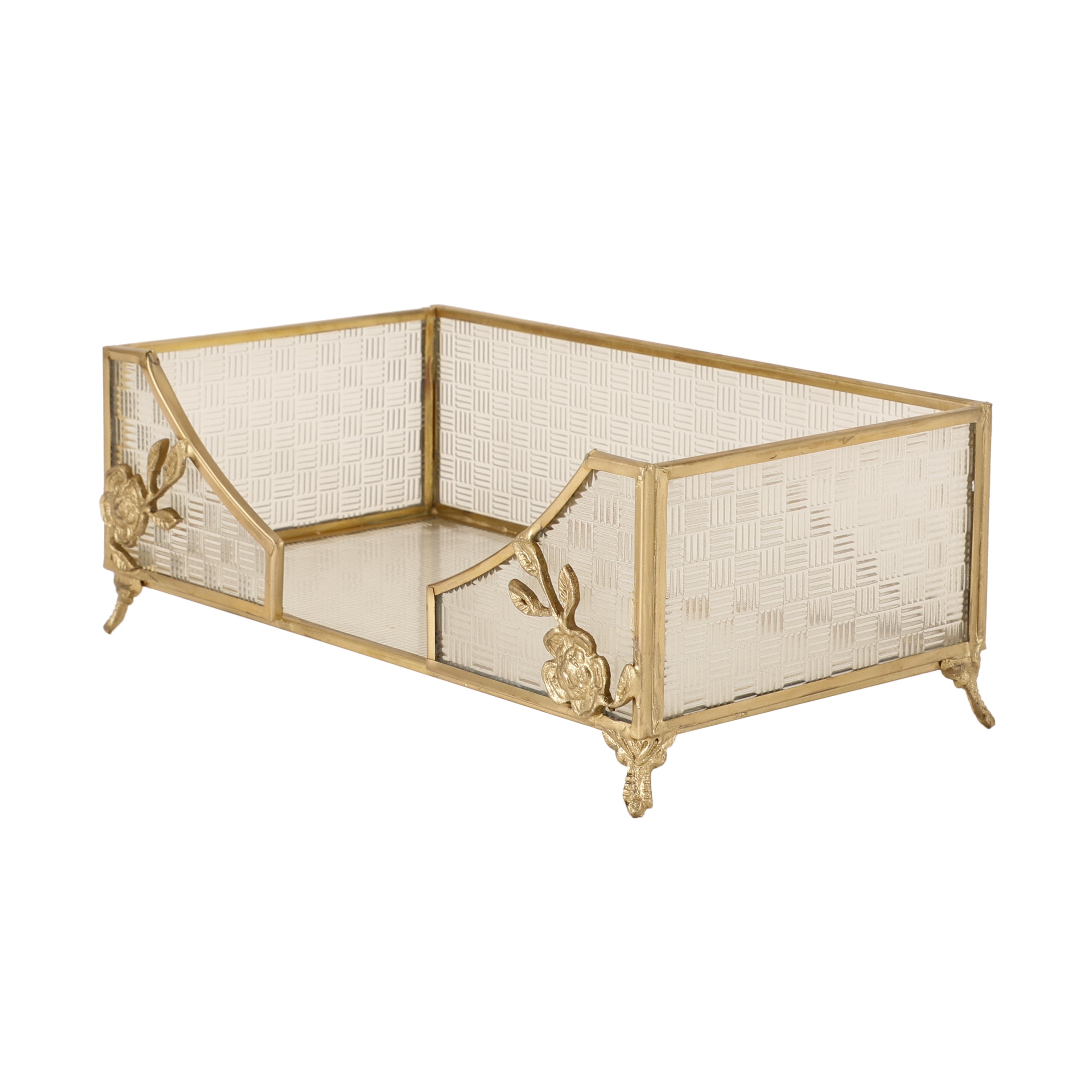 Citri Open Napkin Box & Storage Tray in gold