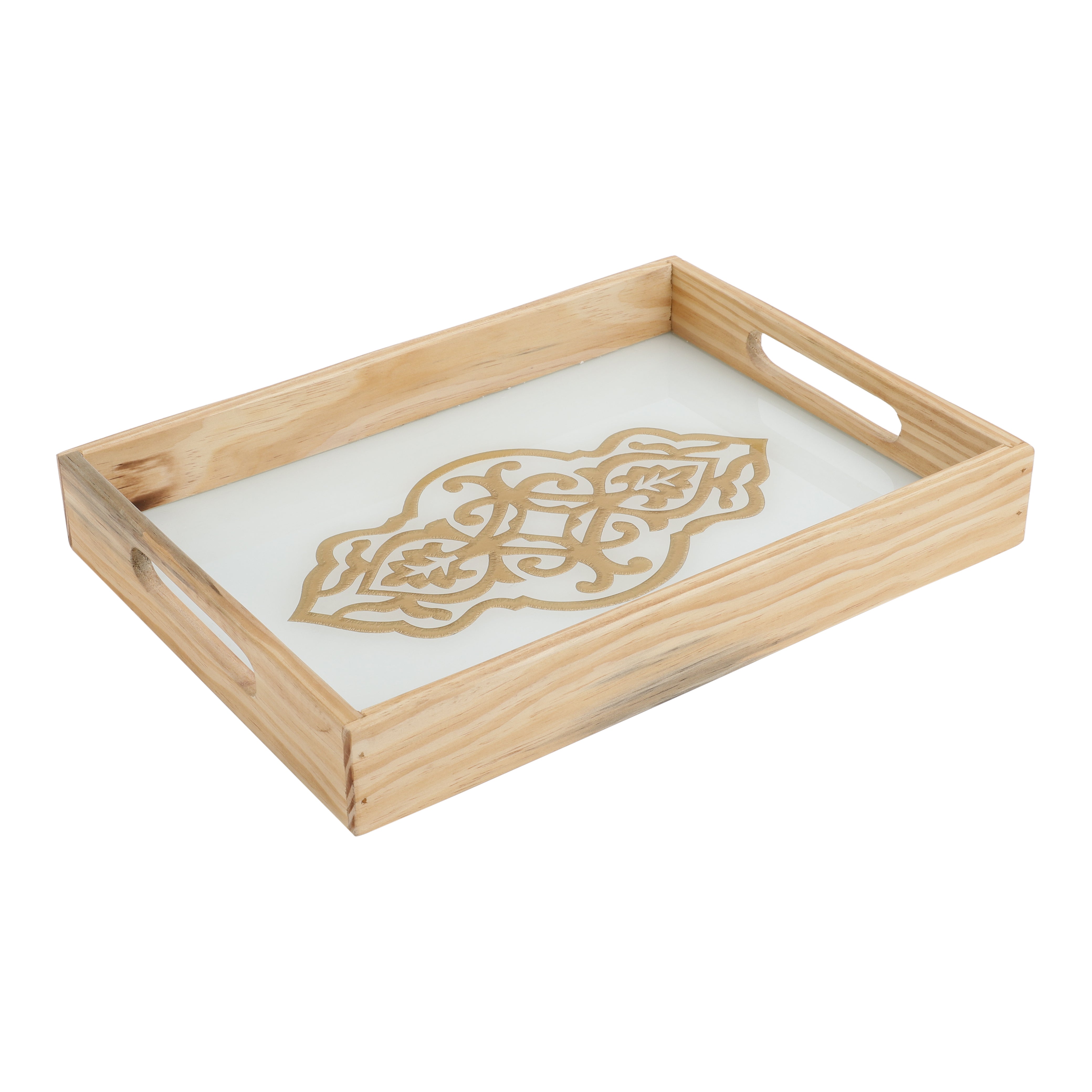 Zamora Embossed Glass Tray - small size (White)