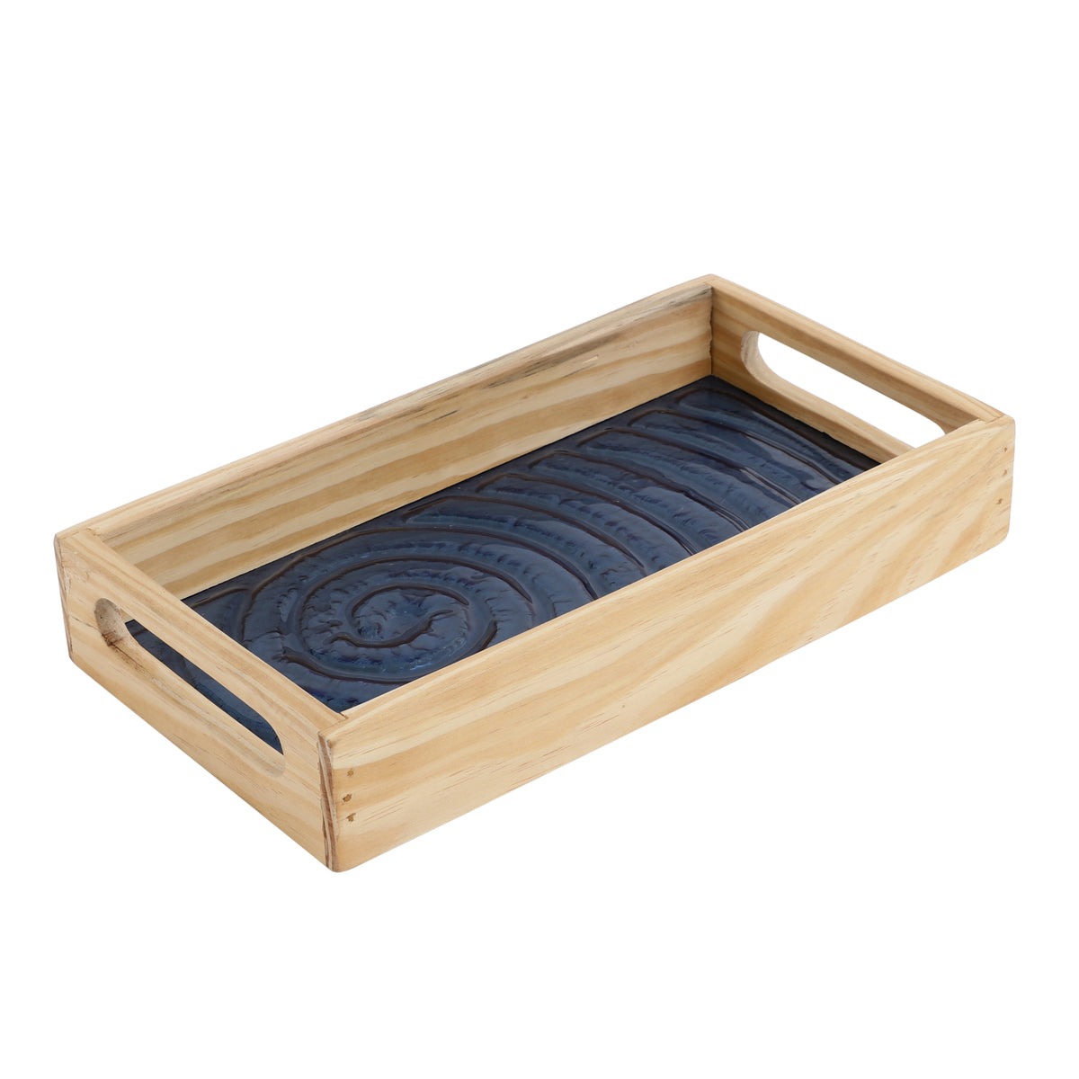 Duran Spiral Glass Tray in Blue