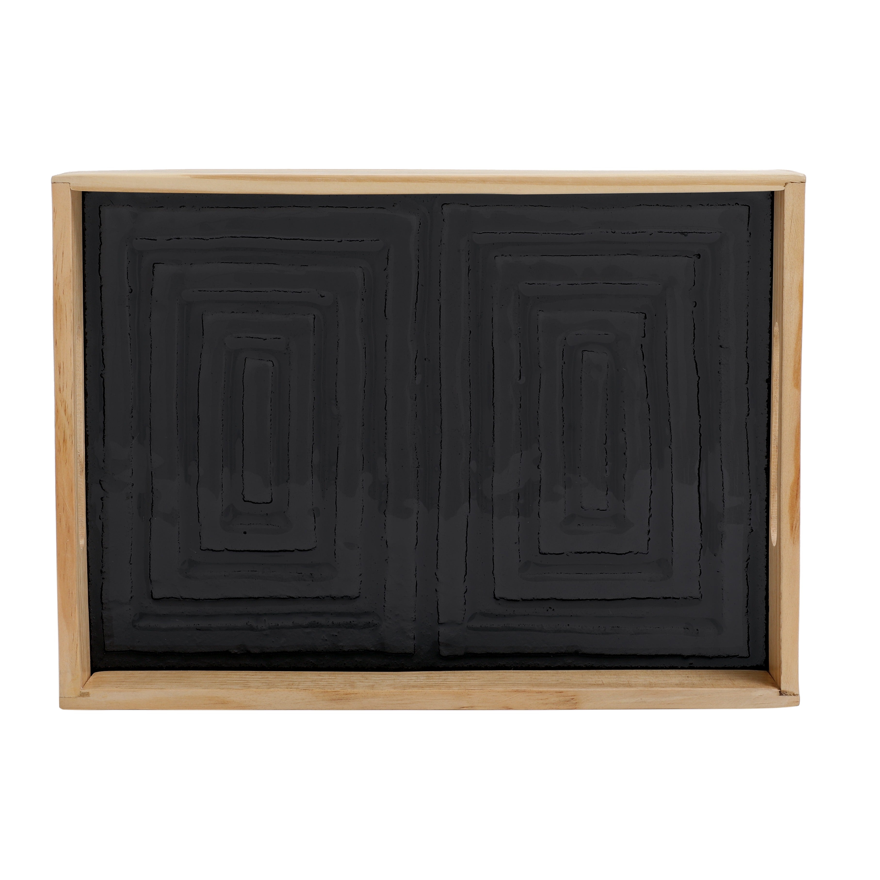 Hugo Black Glass Tray Set of 2