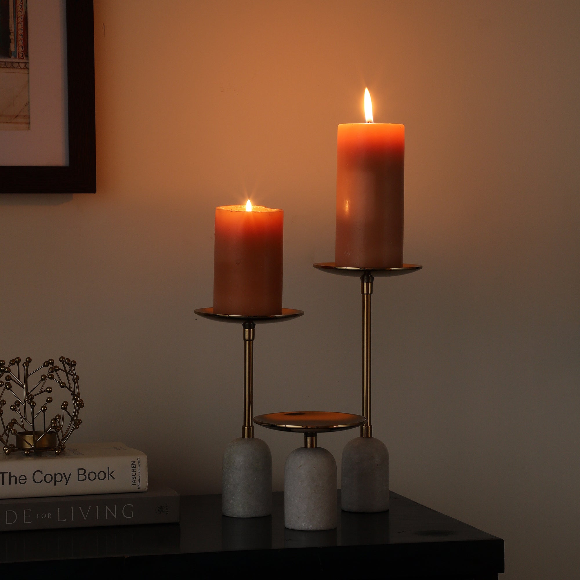 Marble Pri Pillar Candle Set