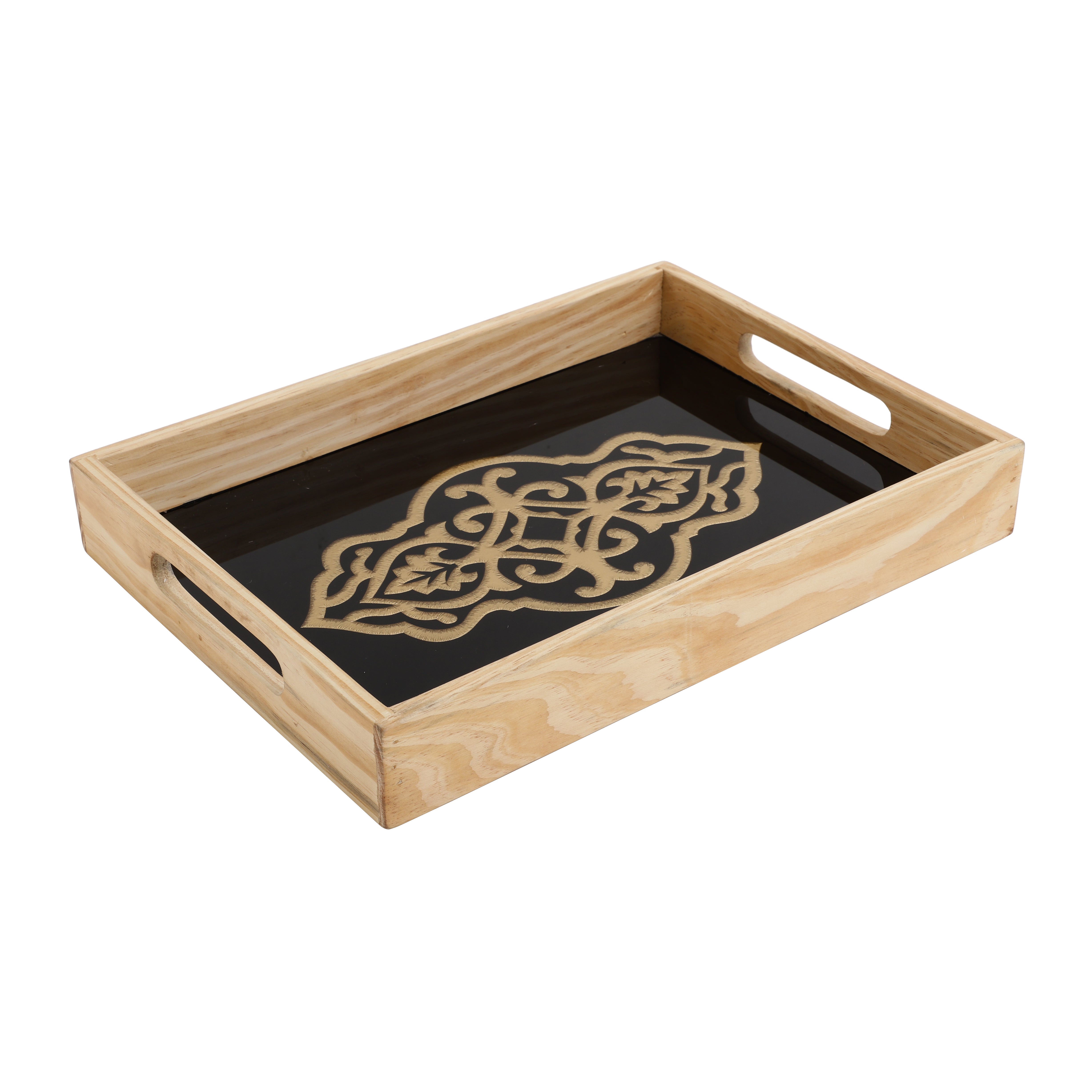 Zamora Embossed Glass Tray - small size (Black)
