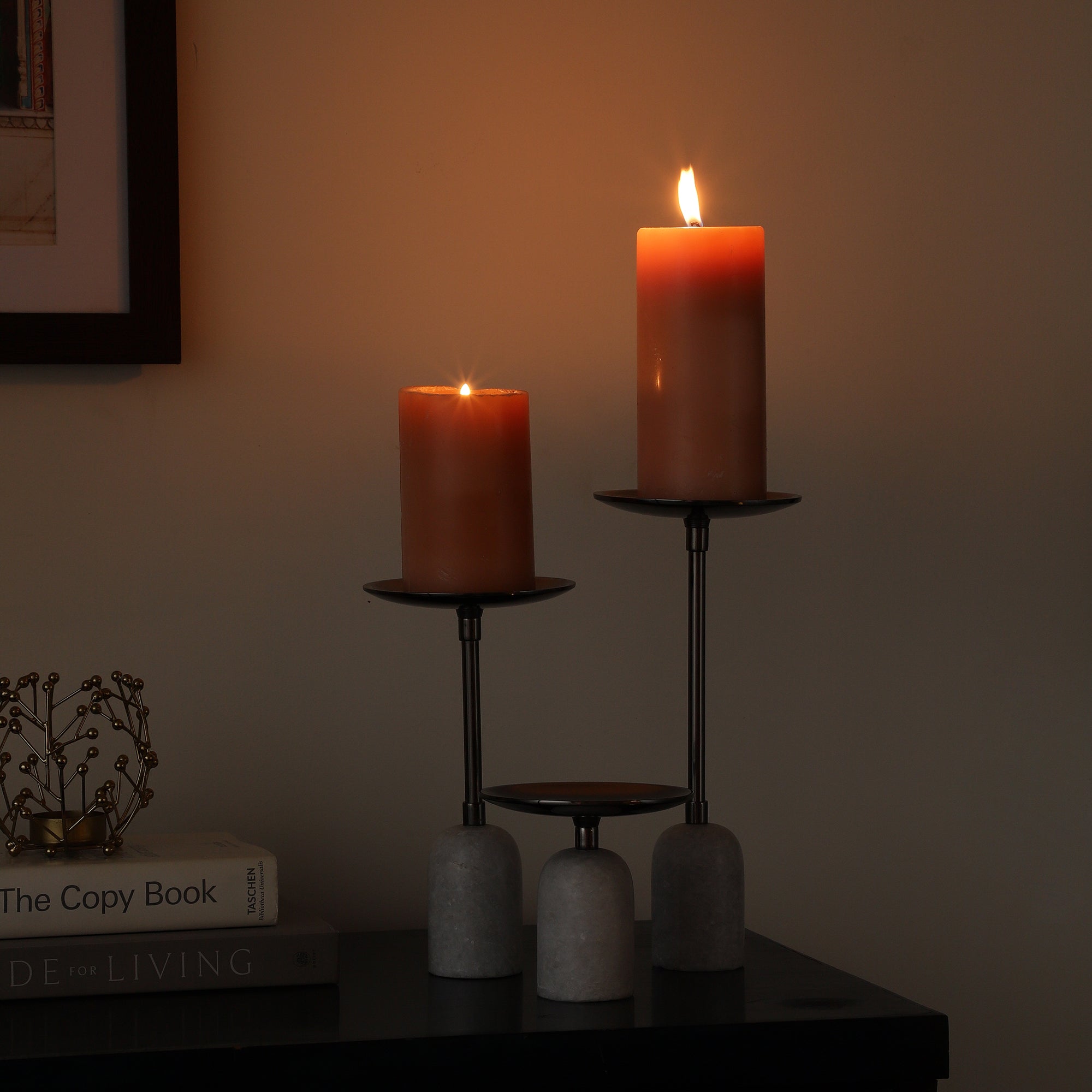 Marble Pri Pillar Candle Set