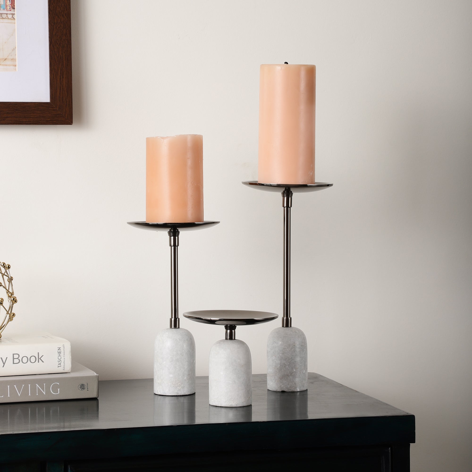 Marble Pri Pillar Candle Set