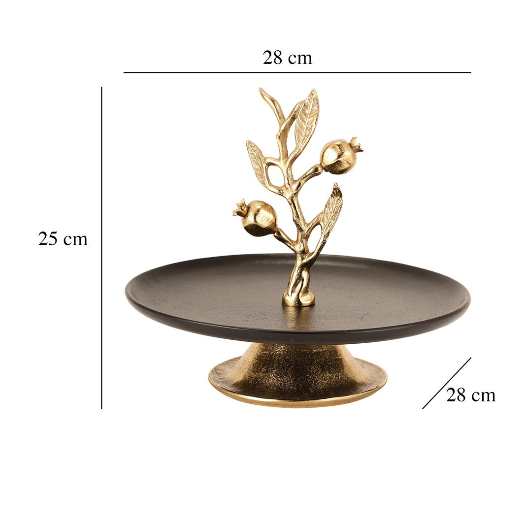Pomegranate Metal cake stand in Gold Black