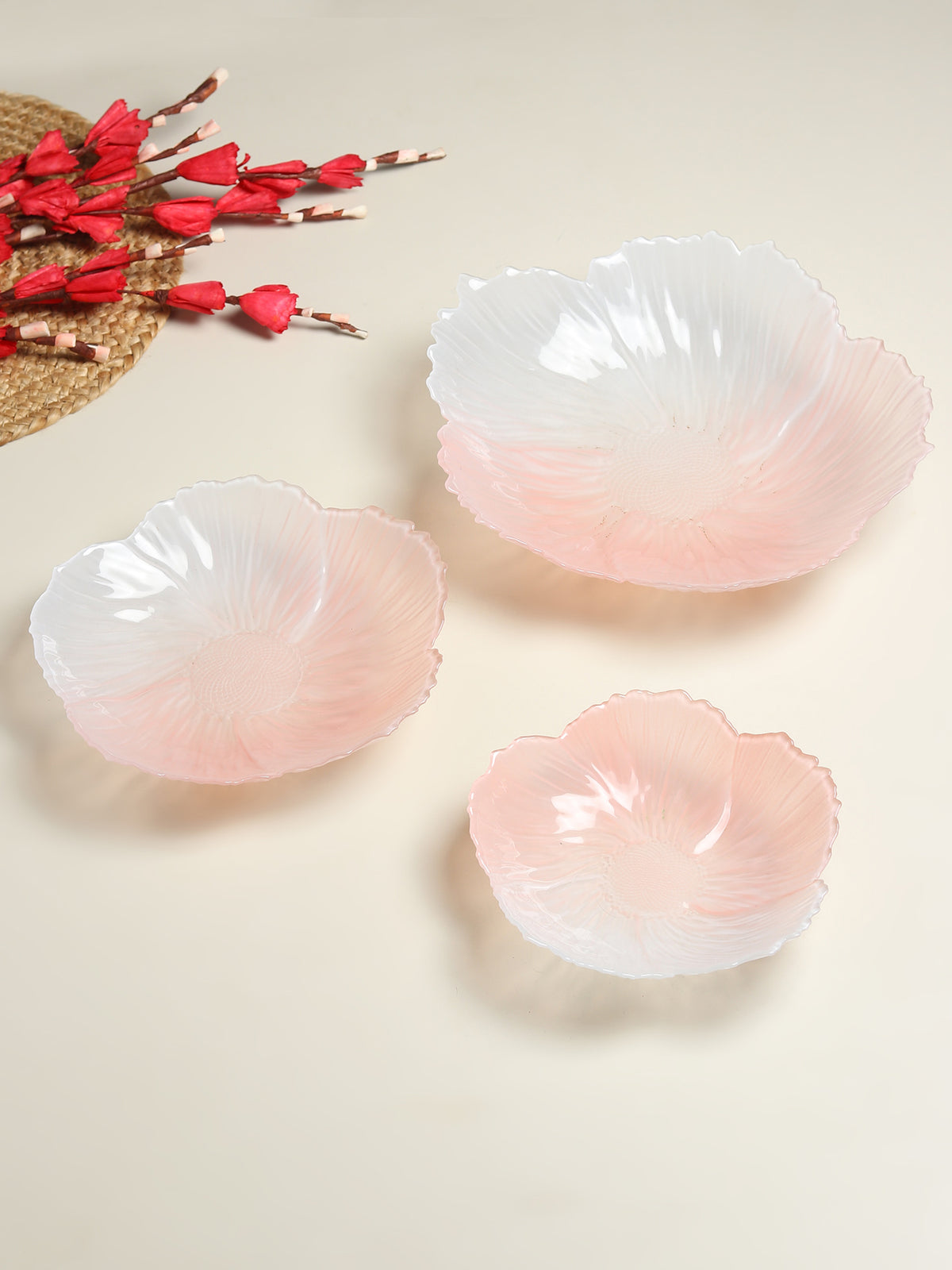 Harlequin Pink Glass Bowl Set of 3