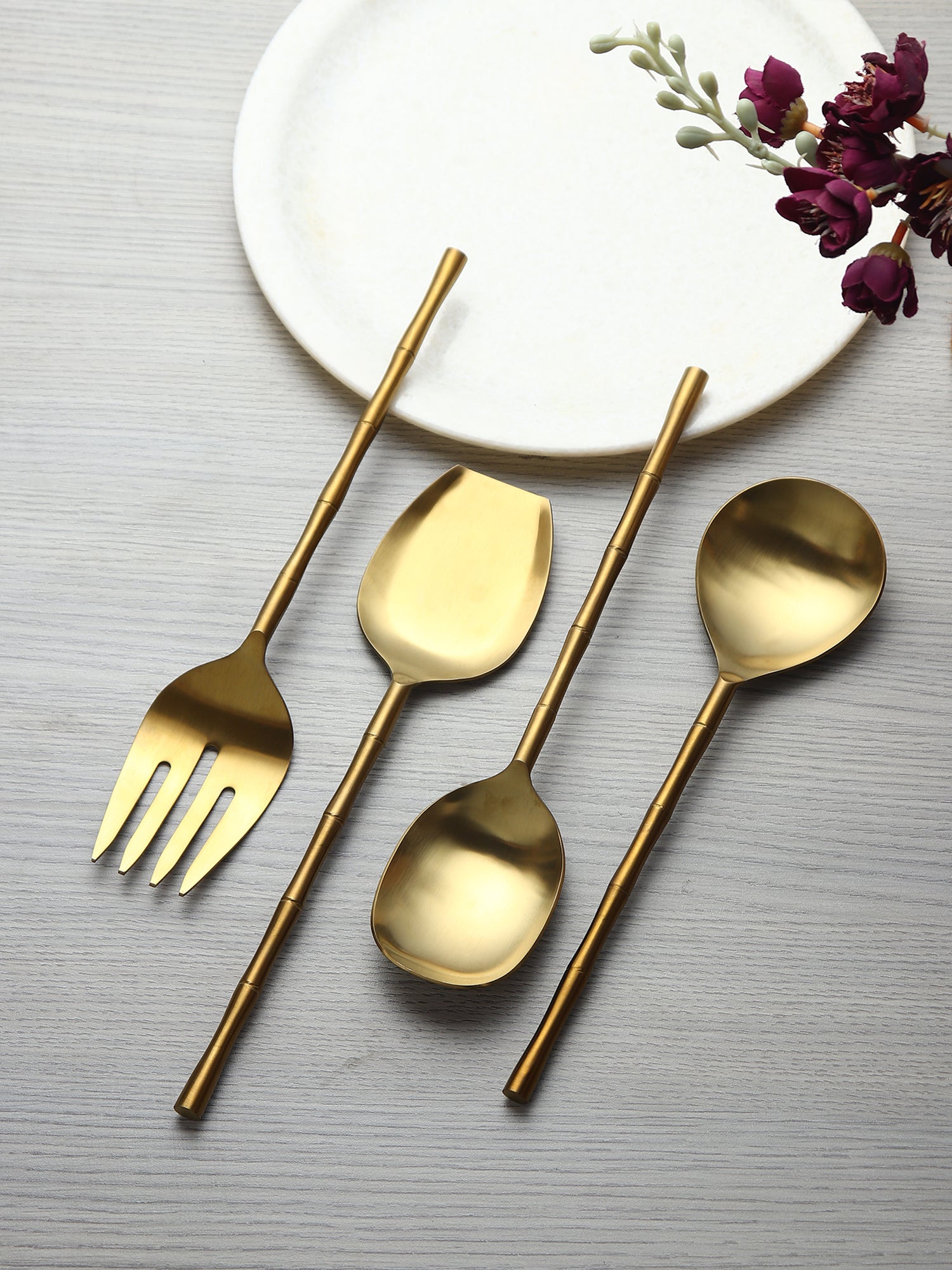 Bamboo Elegance Gold Serving Set