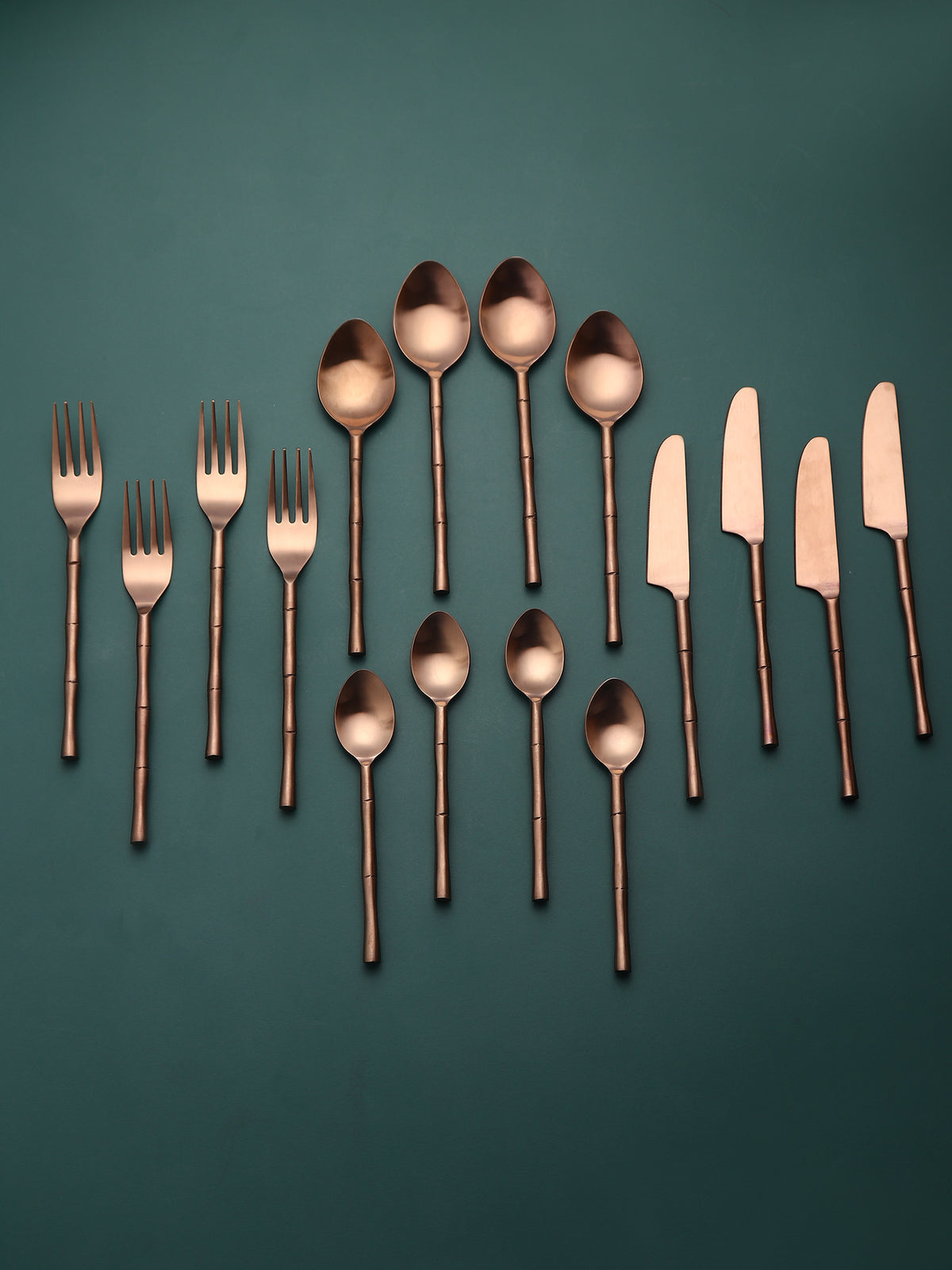 Bamboo Elegance Gold & Rose Gold  Stainless Steel Set of 24