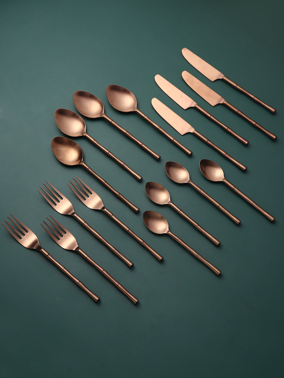 Bamboo Elegance Gold & Rose Gold  Stainless Steel Set of 24
