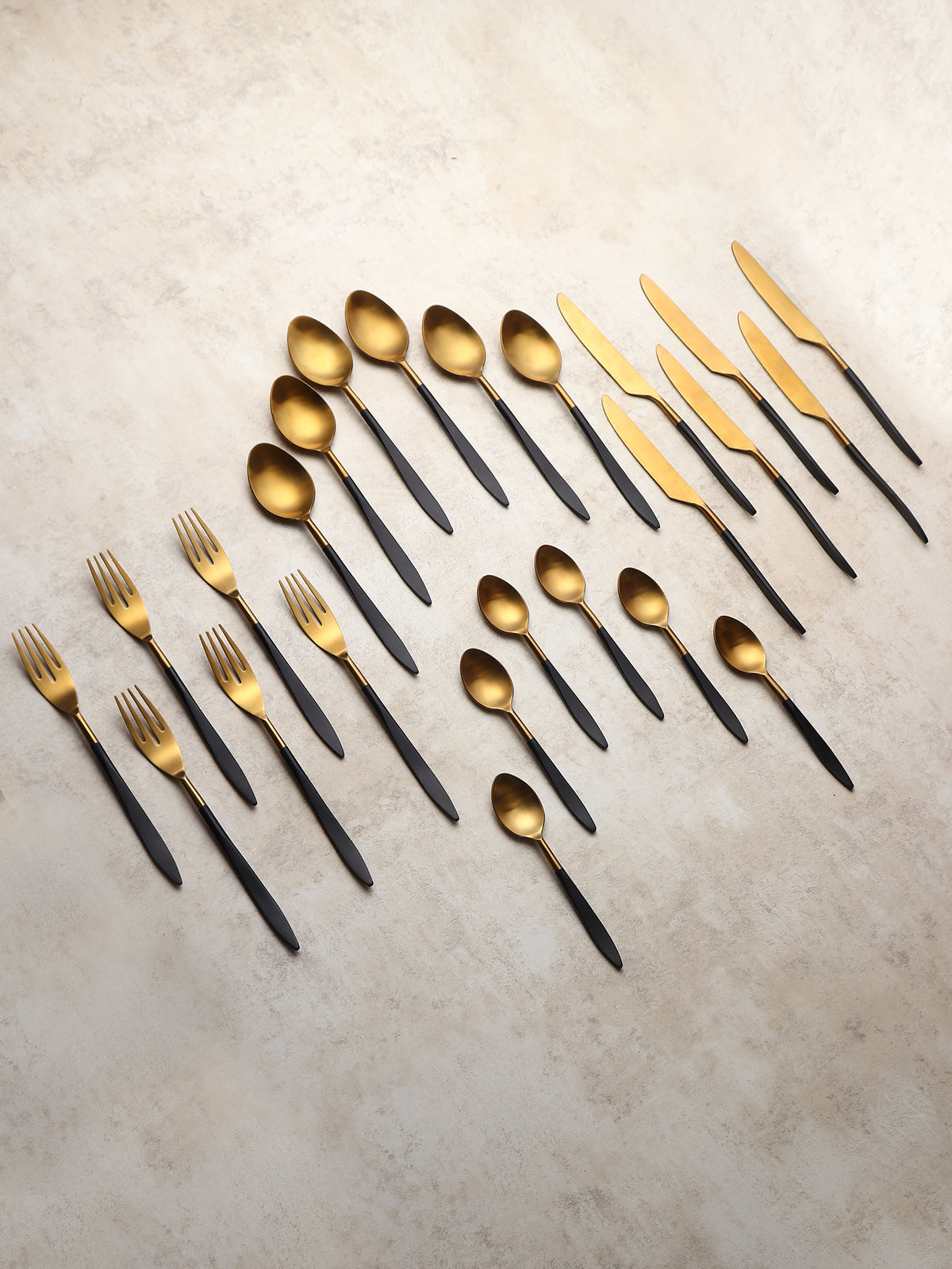 Midnight Opulence Black/Gold & Silver Black Stainless Steel Set of 24