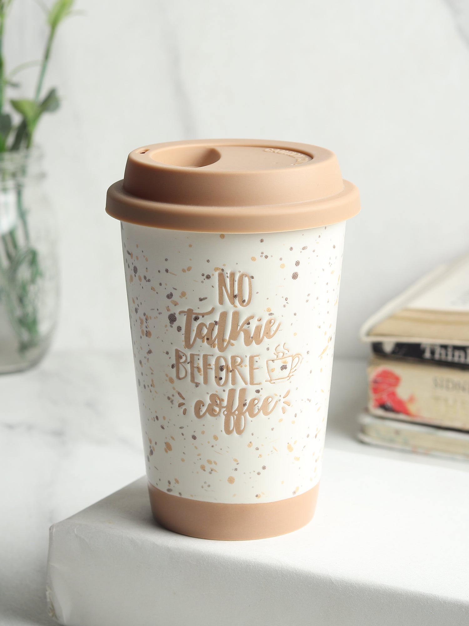 Coffee First Beige Ceramic Mug