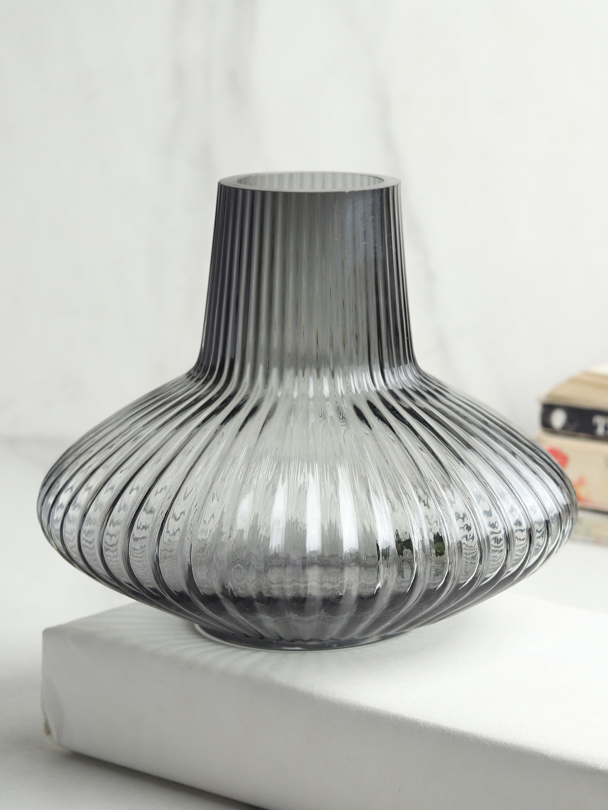 Whorl Black Glass Vase