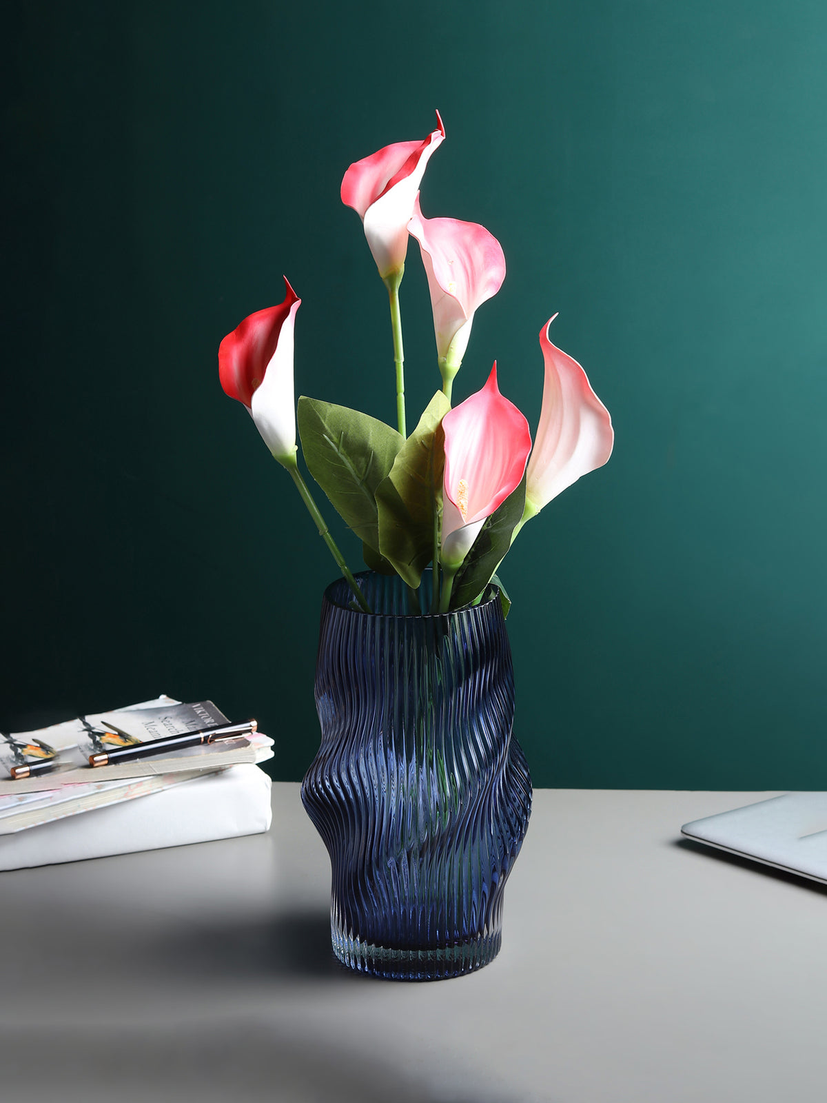 Whirly Blue Crystal Vase